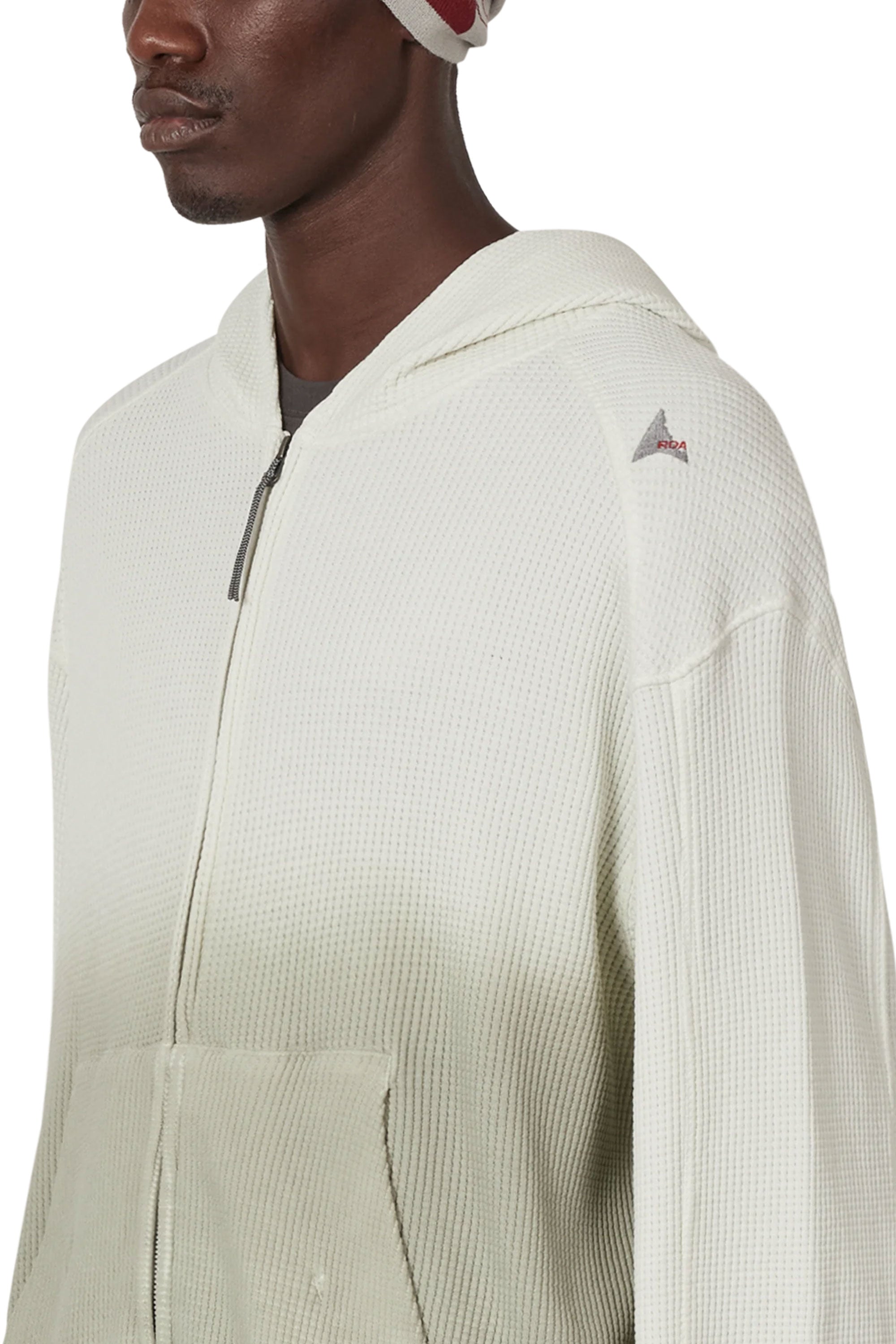 The Bee Sun Faded Organic Waffle Zip Up Hoodie Dirty White available online with global shipping, and in PAM Stores Melbourne and Sydney.