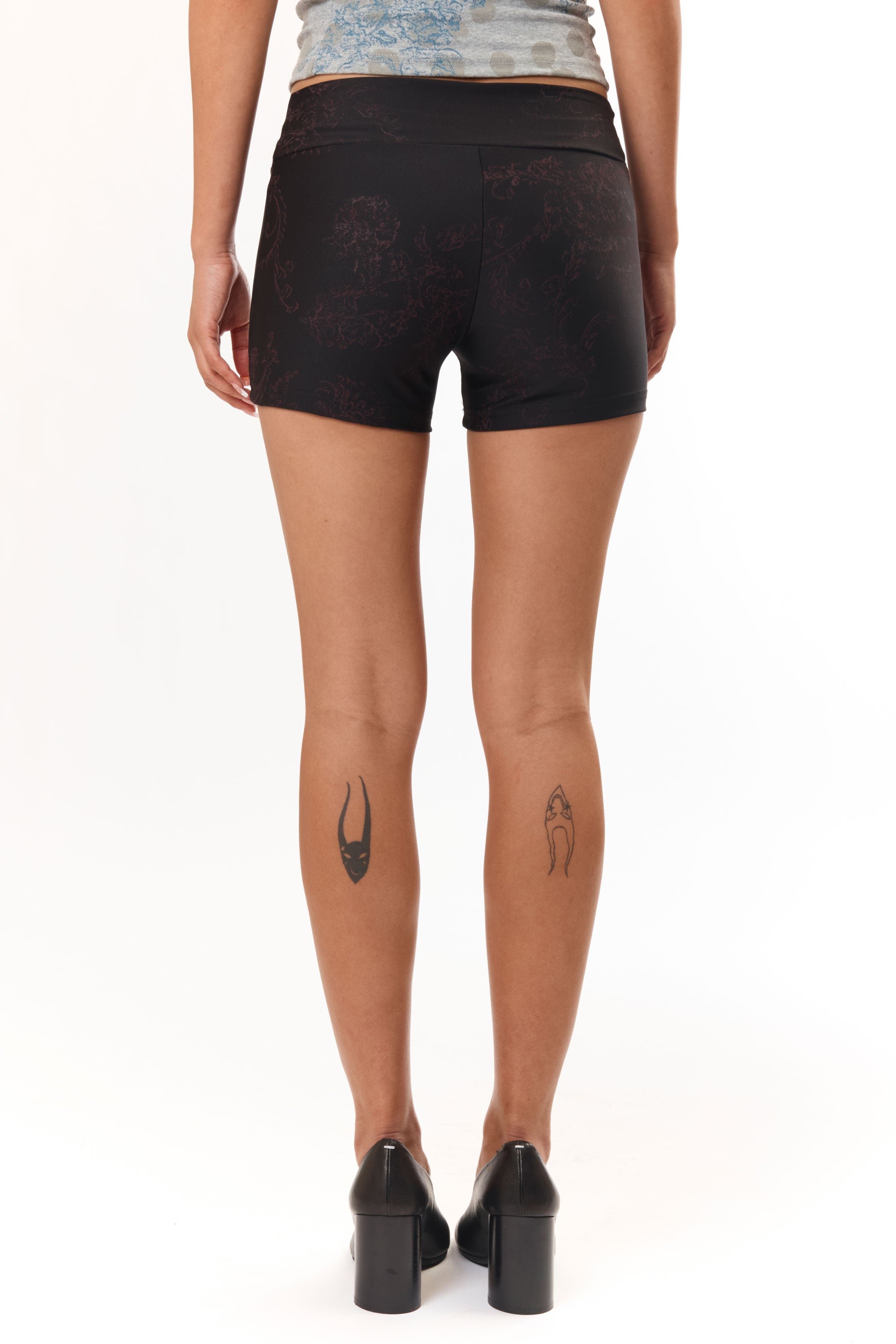 The Floral Bike Short Black Dark Purple available online with global shipping, and in PAM Stores Melbourne and Sydney.