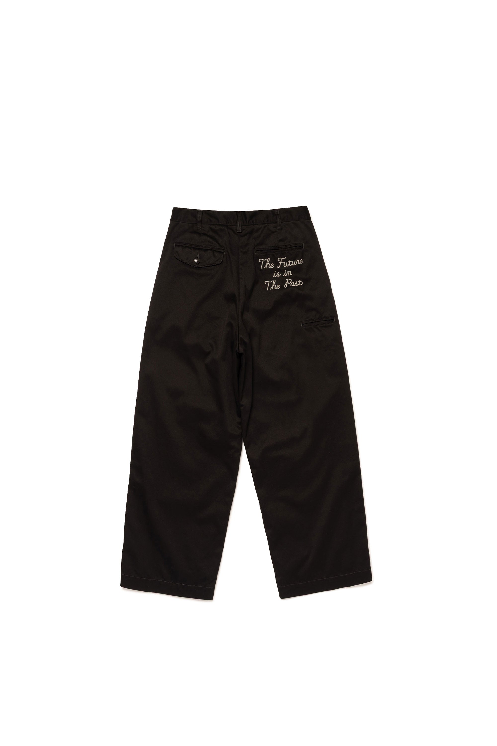 The WIDE CHINO PANTS BLACK available online with global shipping, and in PAM Stores Melbourne and Sydney.