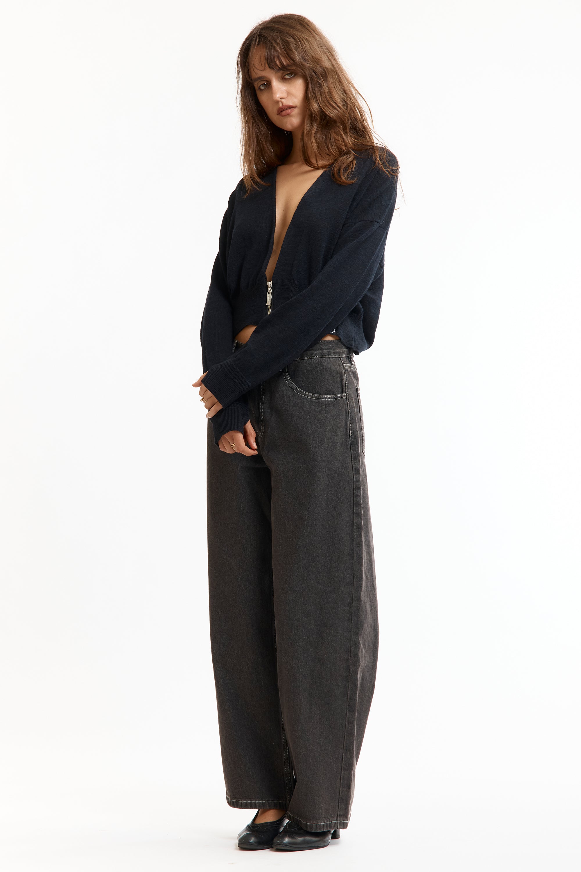 The SLAB GAUZE KNIT BOLERO BLACK available online with global shipping, and in PAM Stores Melbourne and Sydney.