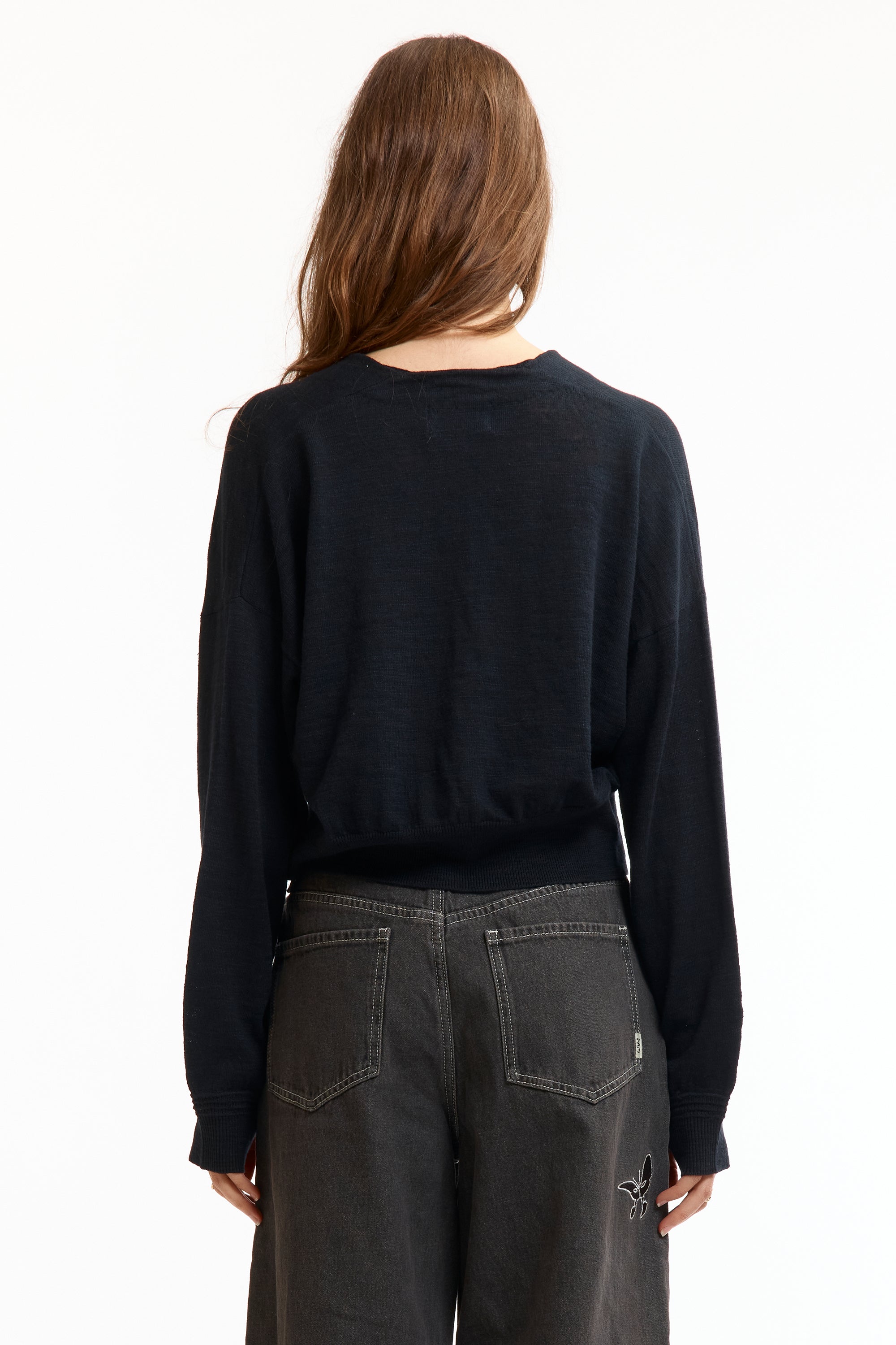 The SLAB GAUZE KNIT BOLERO BLACK available online with global shipping, and in PAM Stores Melbourne and Sydney.