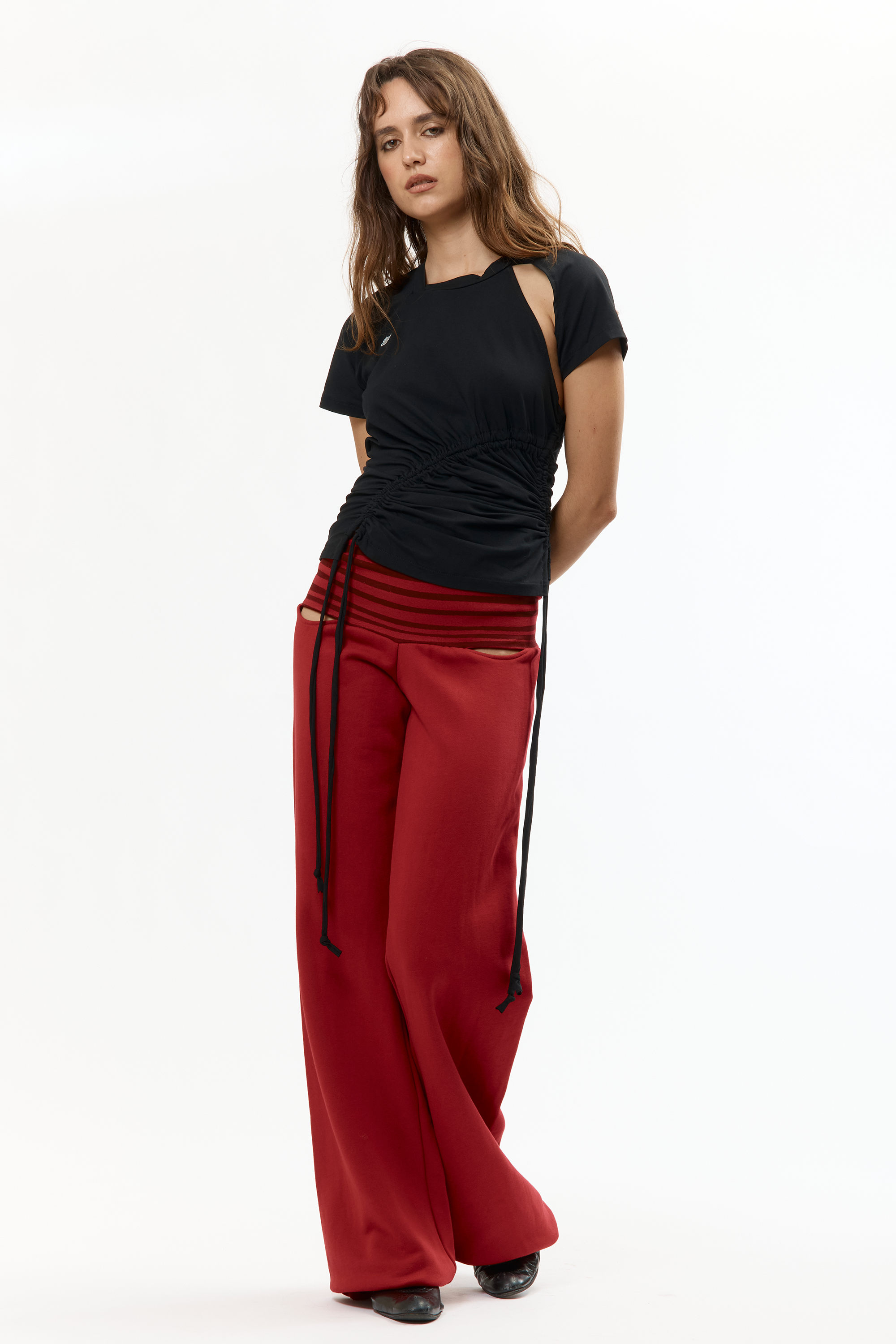 The RUCHED SS TEE Black available online with global shipping, and in PAM Stores Melbourne and Sydney.