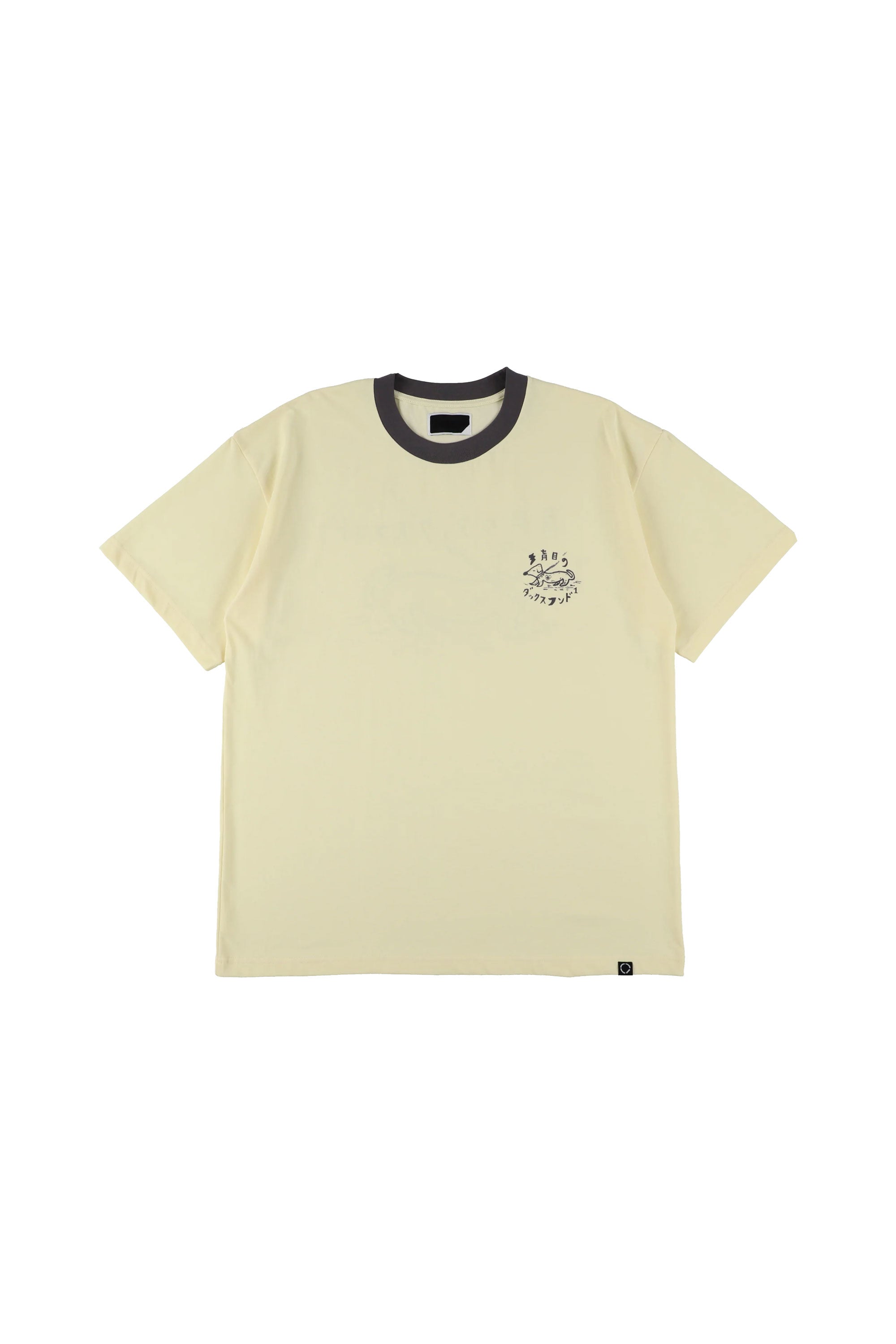 The BLIND DACHSHUND T-SHIRT YELLOW available online with global shipping, and in PAM Stores Melbourne and Sydney.