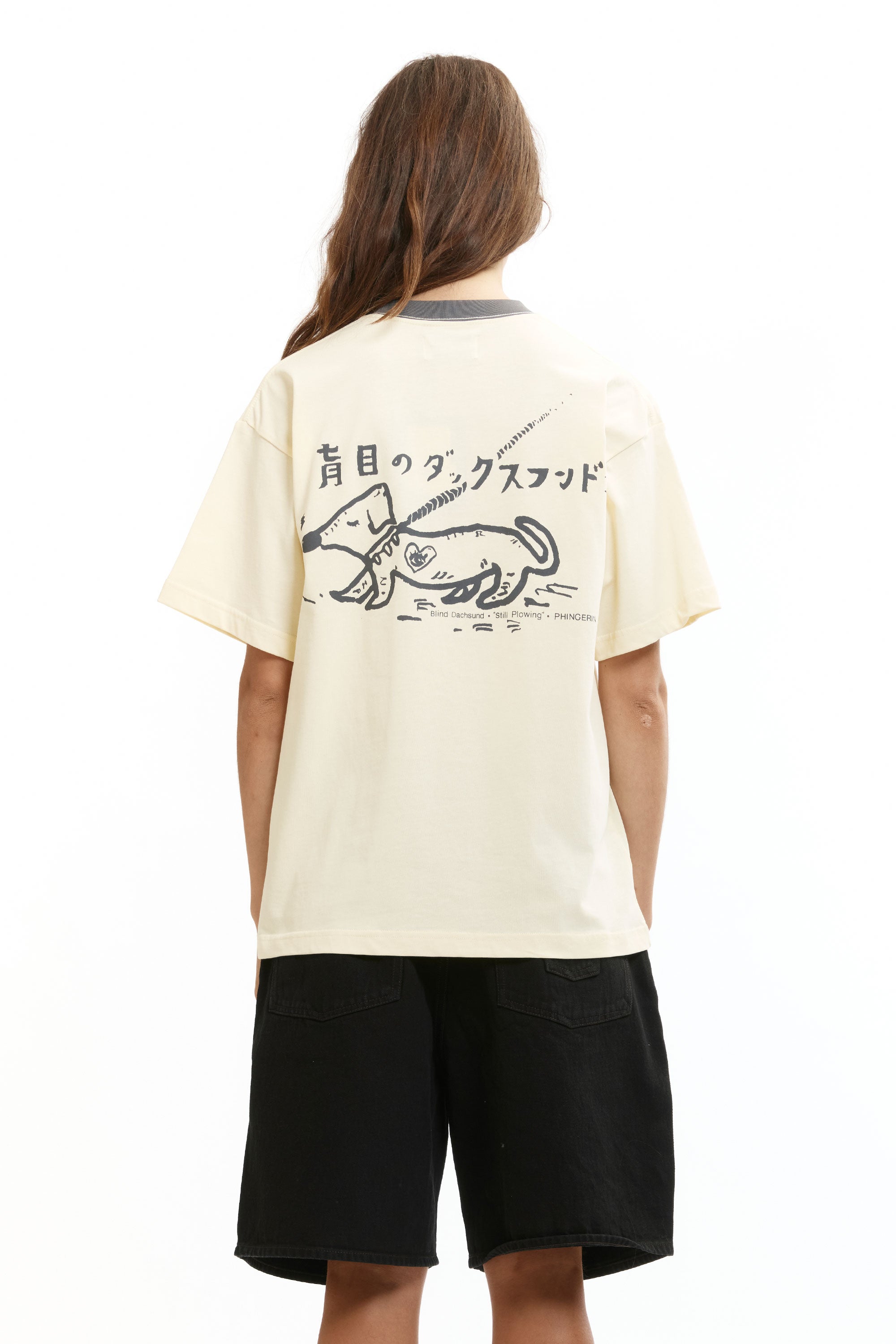 The BLIND DACHSHUND T-SHIRT YELLOW available online with global shipping, and in PAM Stores Melbourne and Sydney.
