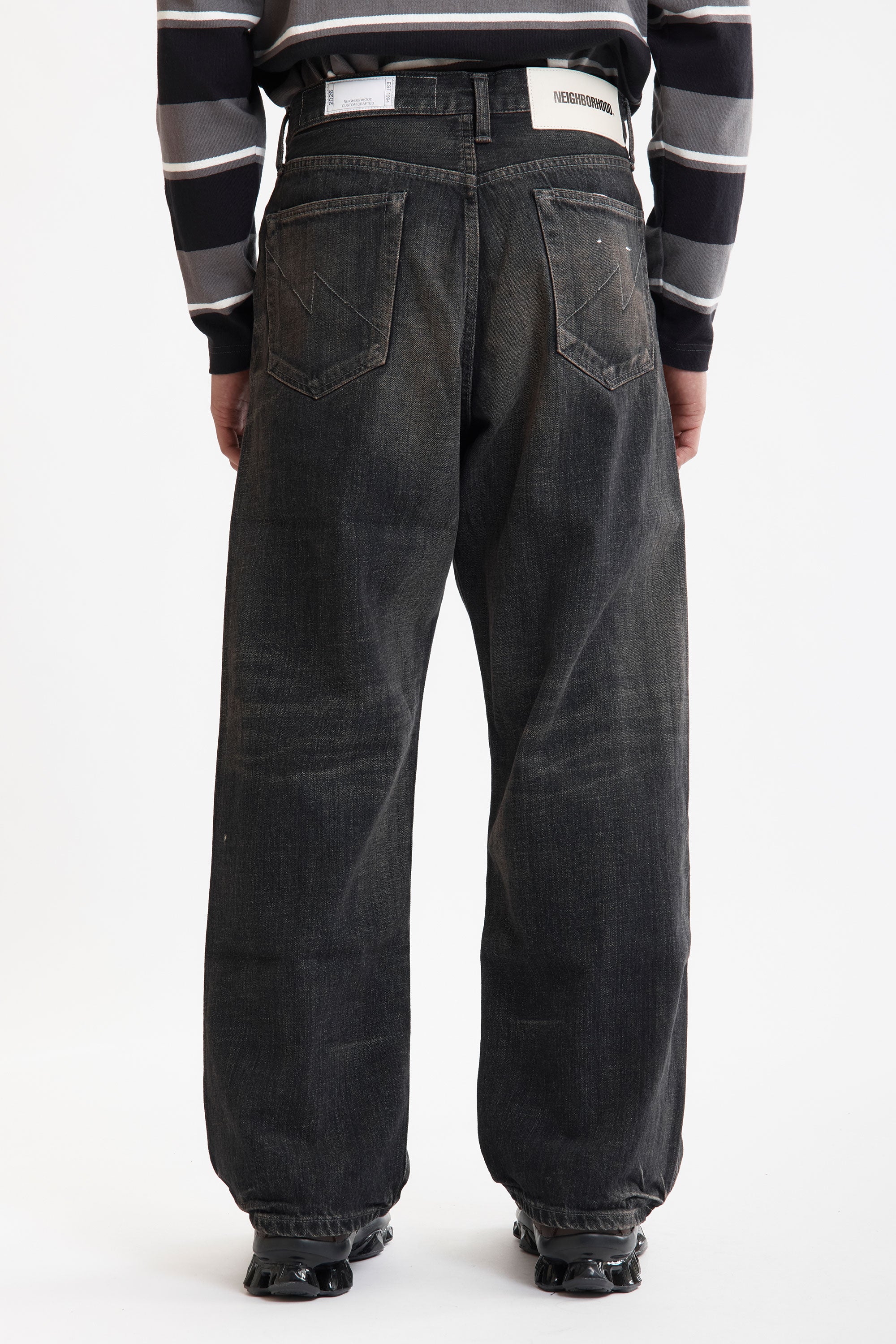 The SS26 WASHED DENIM DP WIDE PANTS BLACK available online with global shipping, and in PAM Stores Melbourne and Sydney.
