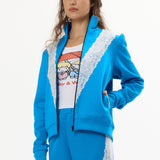 The BLUE LACE TRACKSUIT JACKET available online with global shipping, and in PAM Stores Melbourne and Sydney.