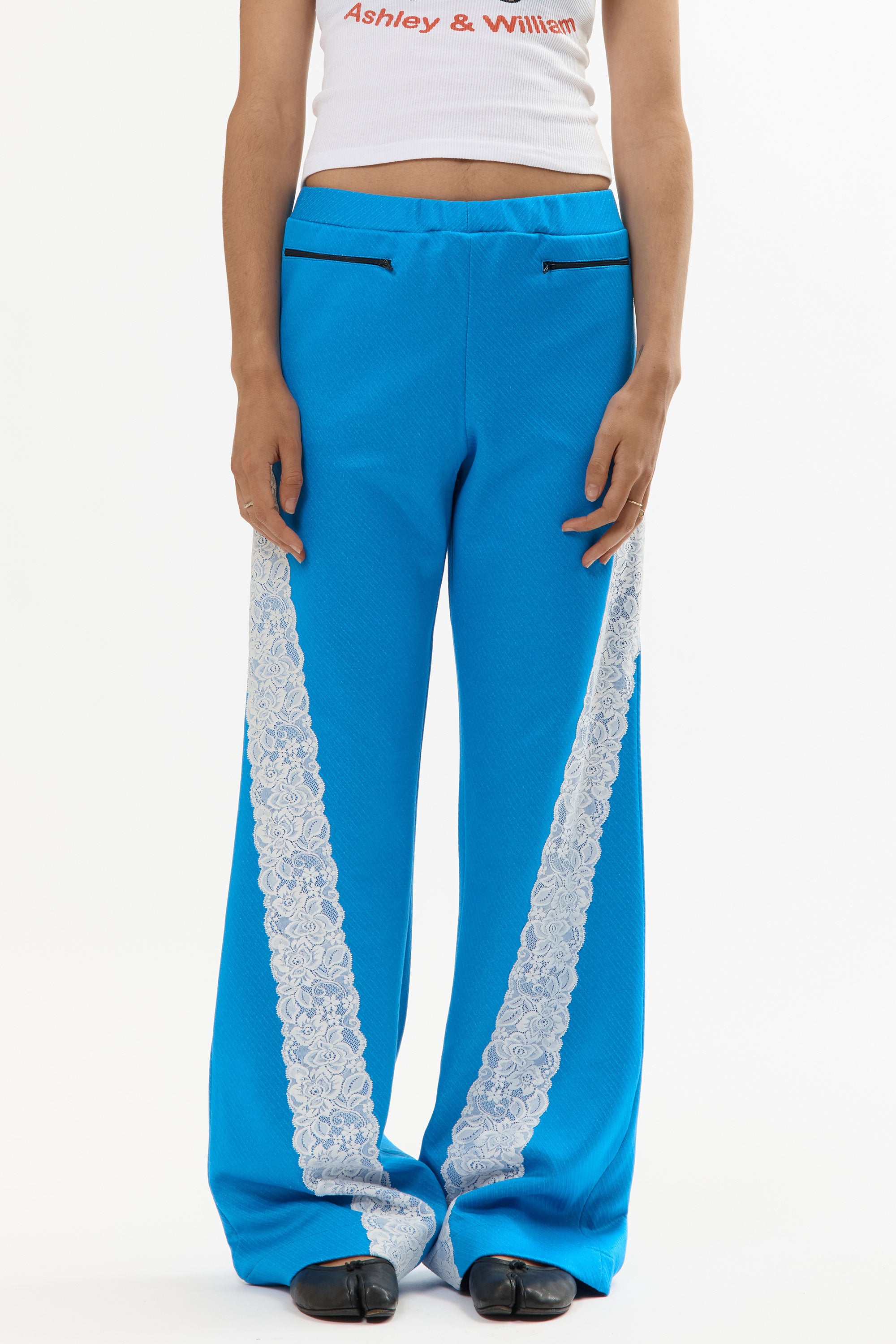 BLUE LACE TRACKSUIT TROUSERS