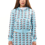 The I HEART ME BLUE SHRUNK HOODIE available online with global shipping, and in PAM Stores Melbourne and Sydney.