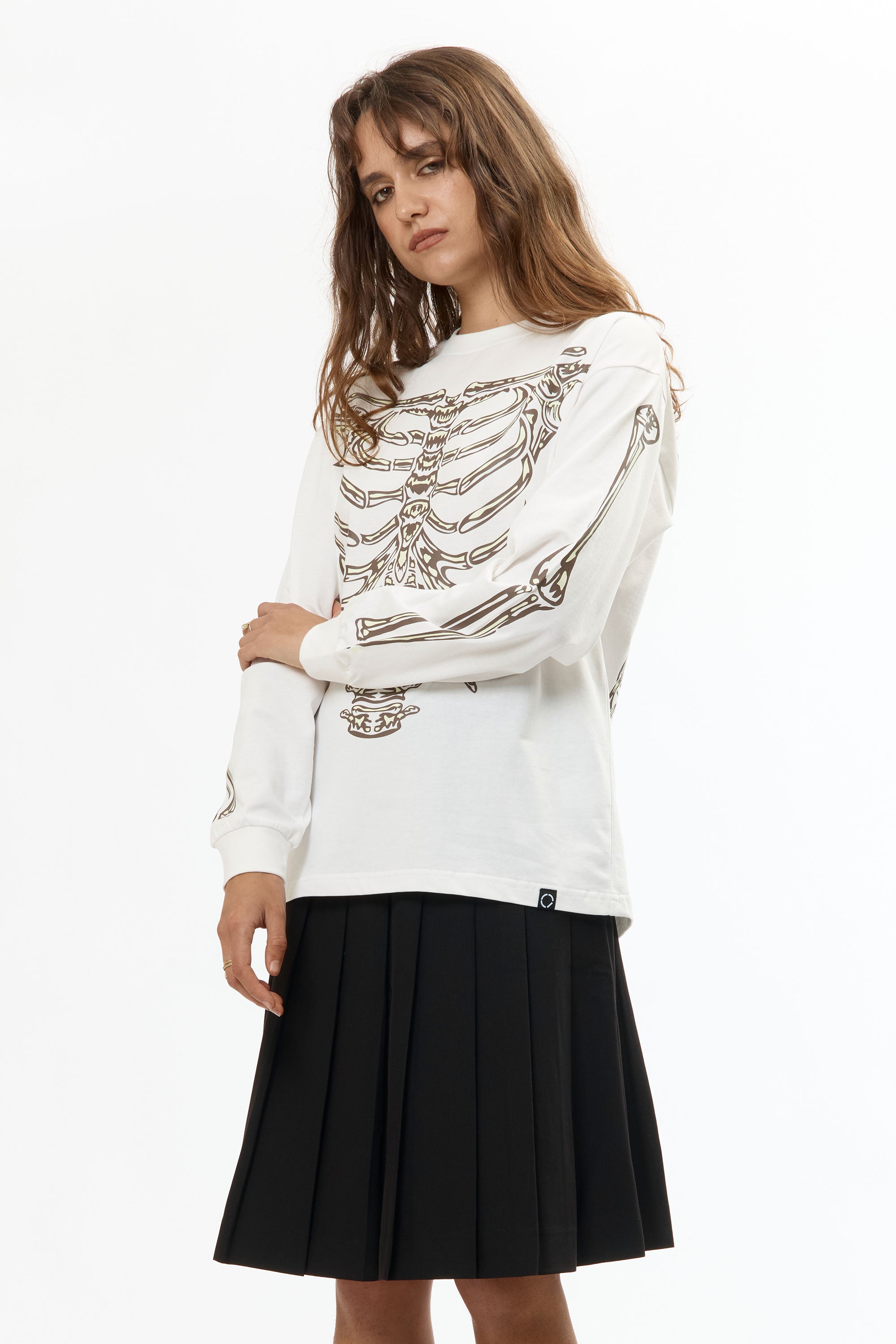 The BONES L/S TEE WHITE available online with global shipping, and in PAM Stores Melbourne and Sydney.