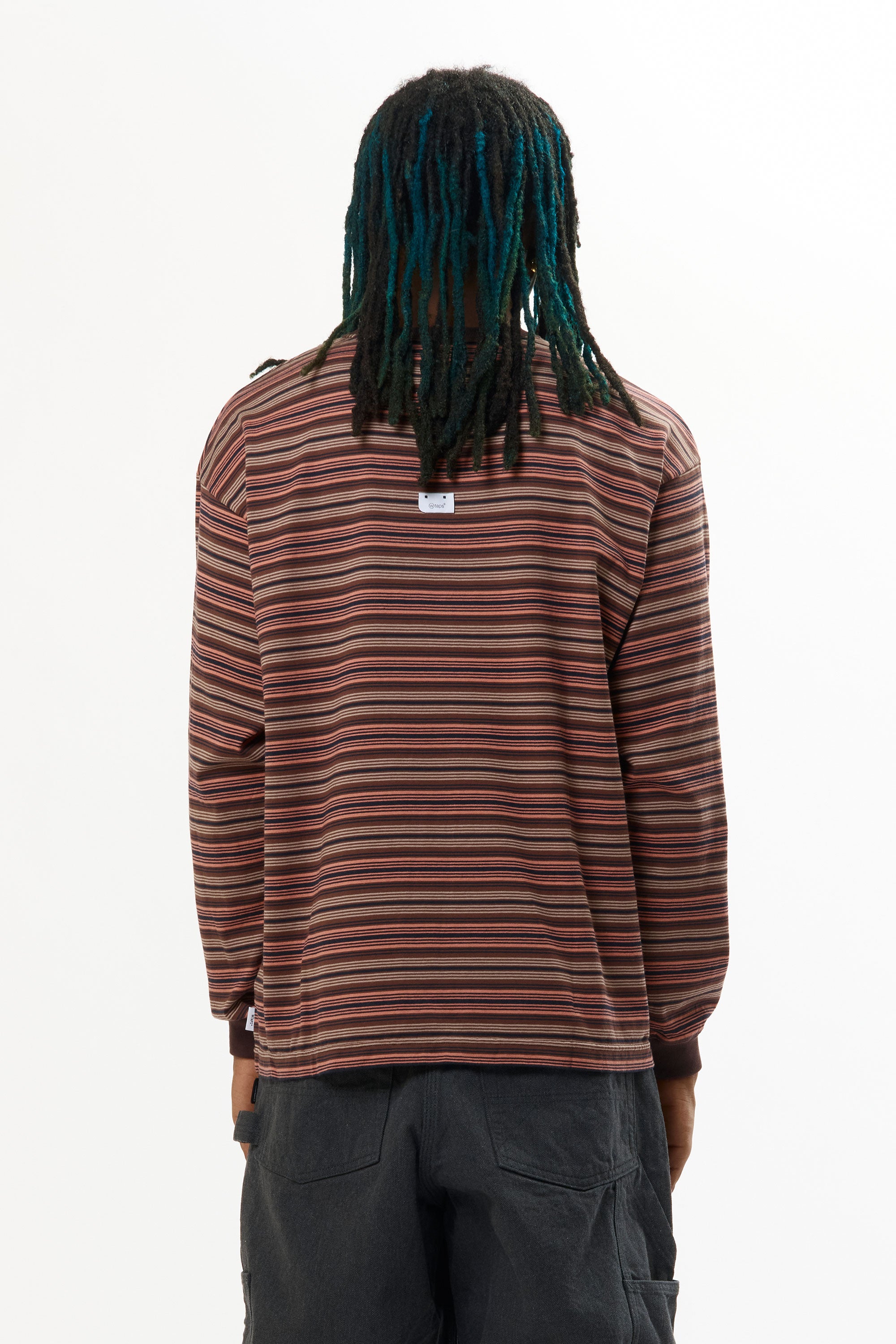 The BDY 01 LS STRIPE TEE BROWN available online with global shipping, and in PAM Stores Melbourne and Sydney.