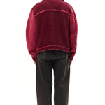 The PG1 KNIT CARIGAN BURGUNDY available online with global shipping, and in PAM Stores Melbourne and Sydney.