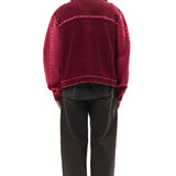 The PG1 KNIT CARIGAN BURGUNDY available online with global shipping, and in PAM Stores Melbourne and Sydney.