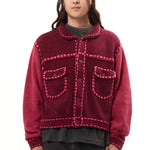 The PG1 KNIT CARIGAN BURGUNDY available online with global shipping, and in PAM Stores Melbourne and Sydney.