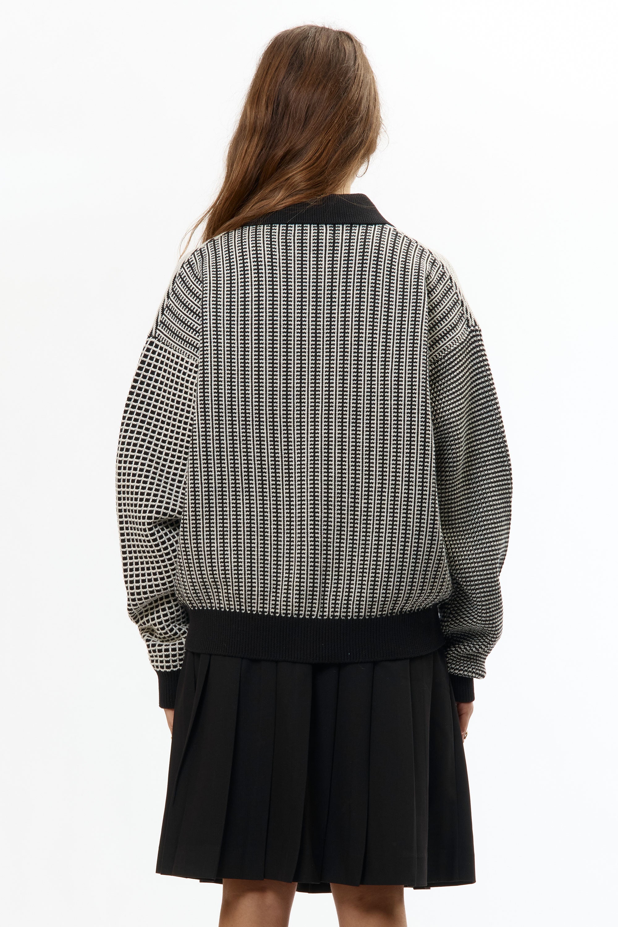 The MULTI KNIT SHIRT JACKET BLACK X WHITE available online with global shipping, and in PAM Stores Melbourne and Sydney.