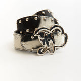 STUDDED COW HIDE BELT WITH BABY CALF BUCKLE