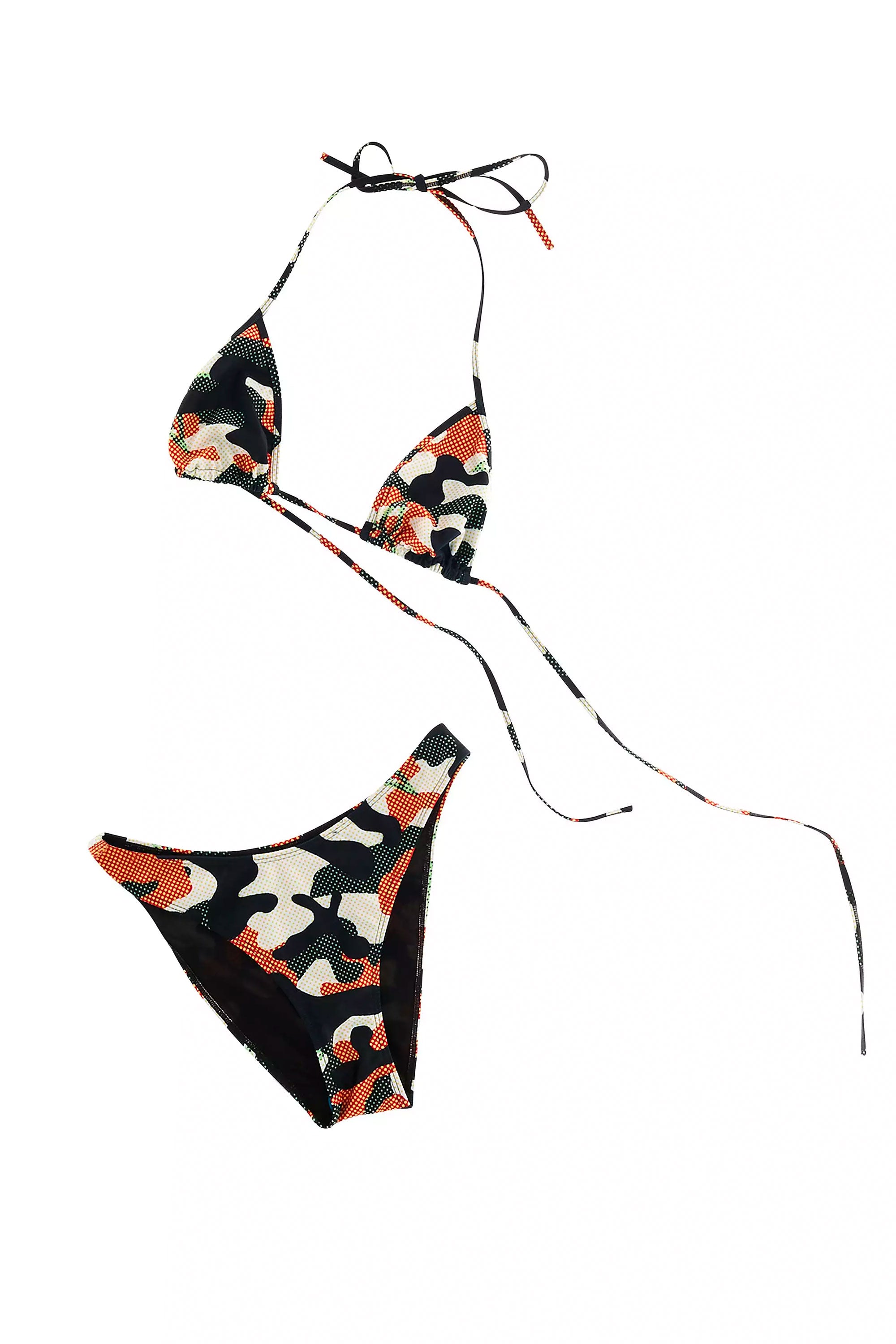 The HEAVEN - ORANGE CAMO BIKINI  available online with global shipping, and in PAM Stores Melbourne and Sydney.