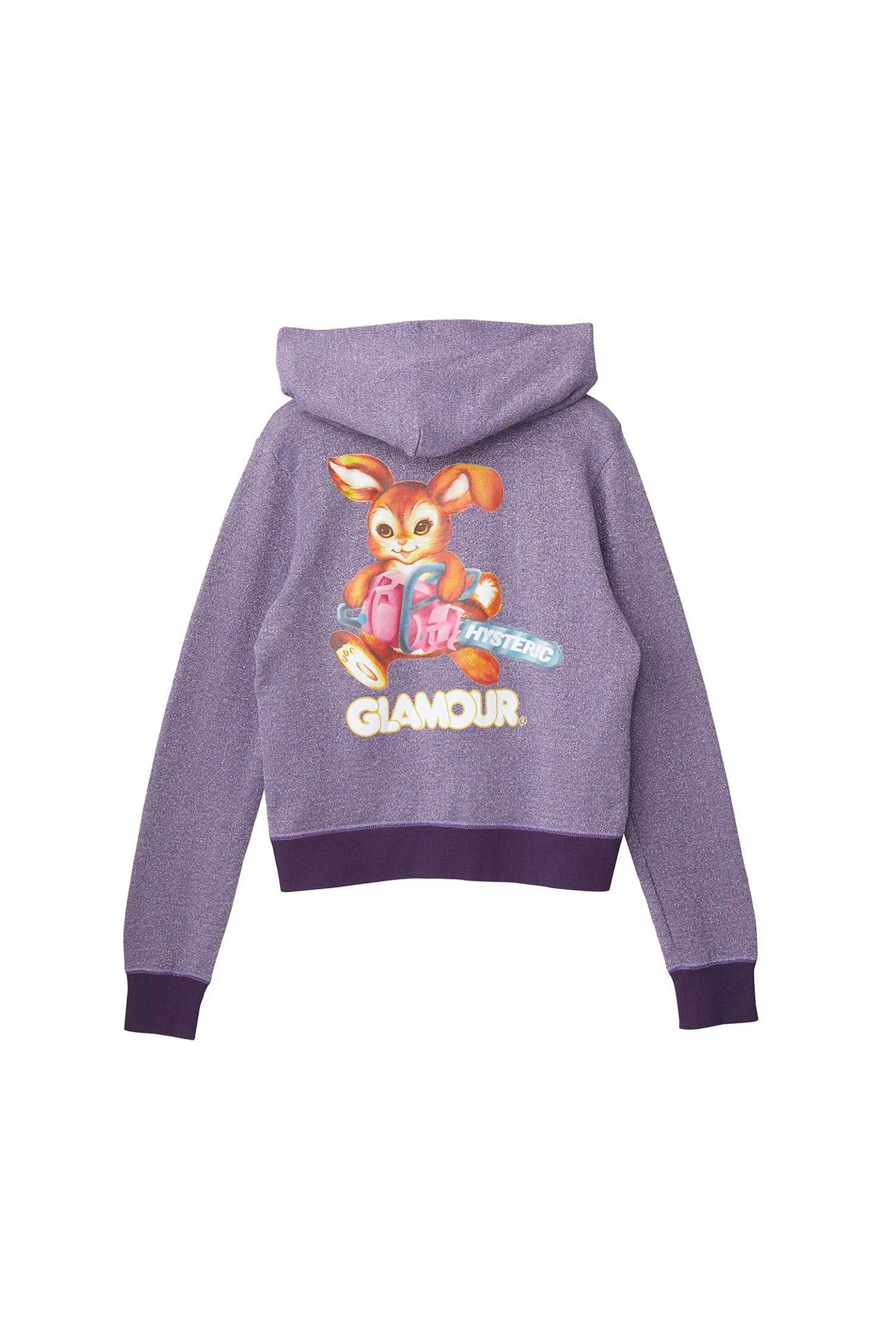 The CHAINSAW BUNNY Cropped Hoodie Purple available online with global shipping, and in PAM Stores Melbourne and Sydney.