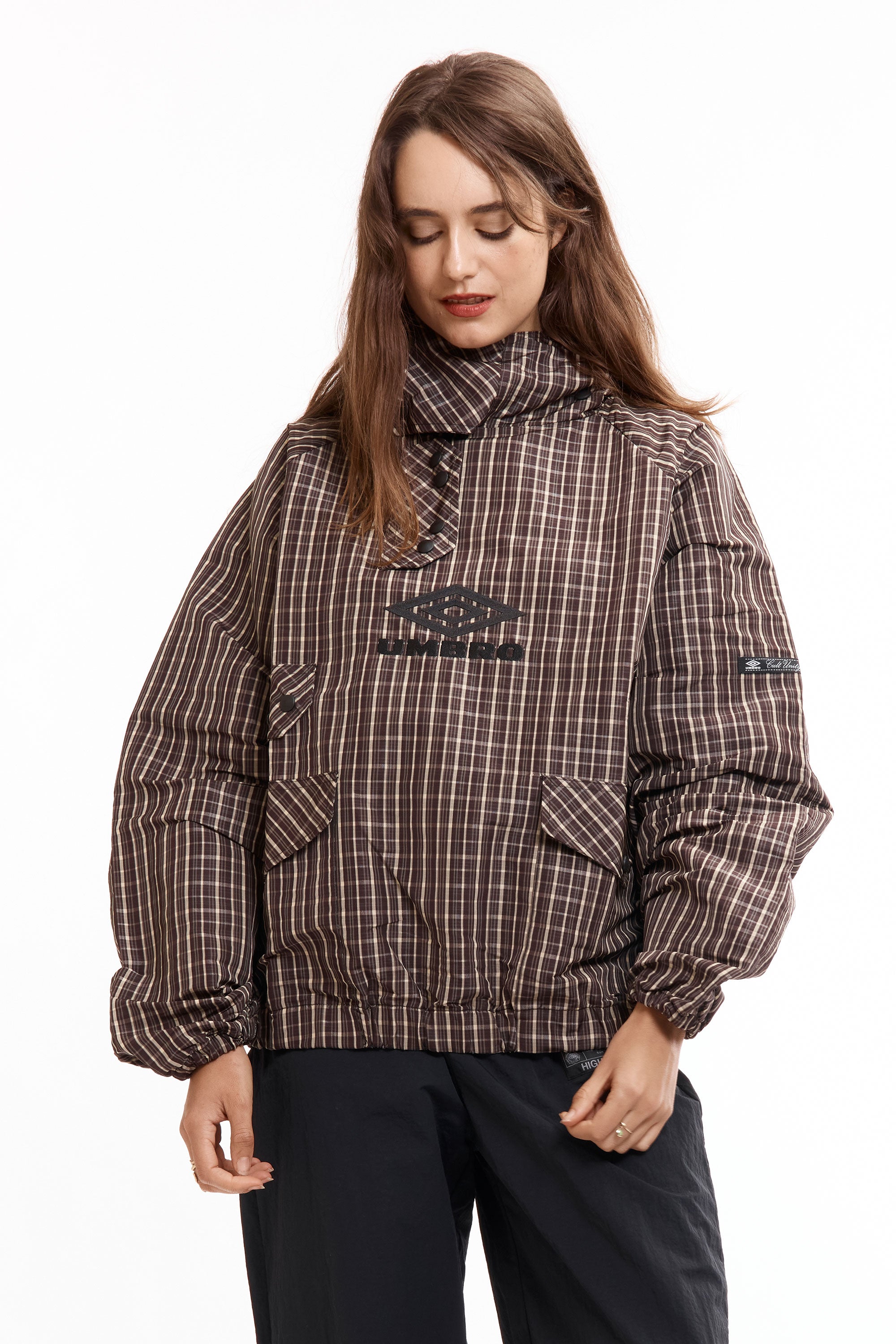 The Check Smock Anorak Beige Dark Brown available online with global shipping, and in PAM Stores Melbourne and Sydney.