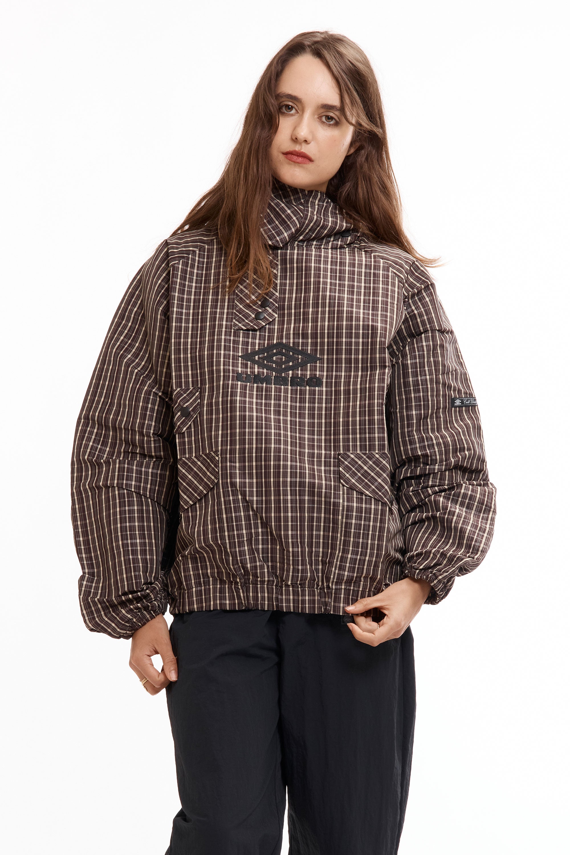 The Check Smock Anorak Beige Dark Brown available online with global shipping, and in PAM Stores Melbourne and Sydney.