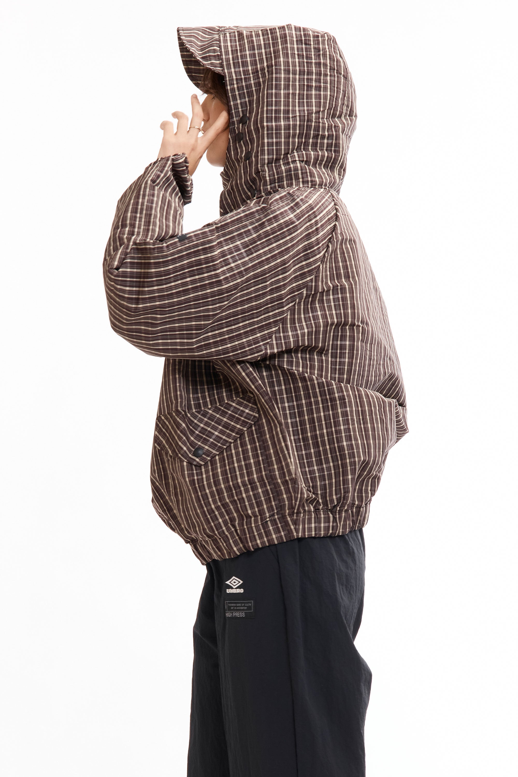 The Check Smock Anorak Beige Dark Brown available online with global shipping, and in PAM Stores Melbourne and Sydney.