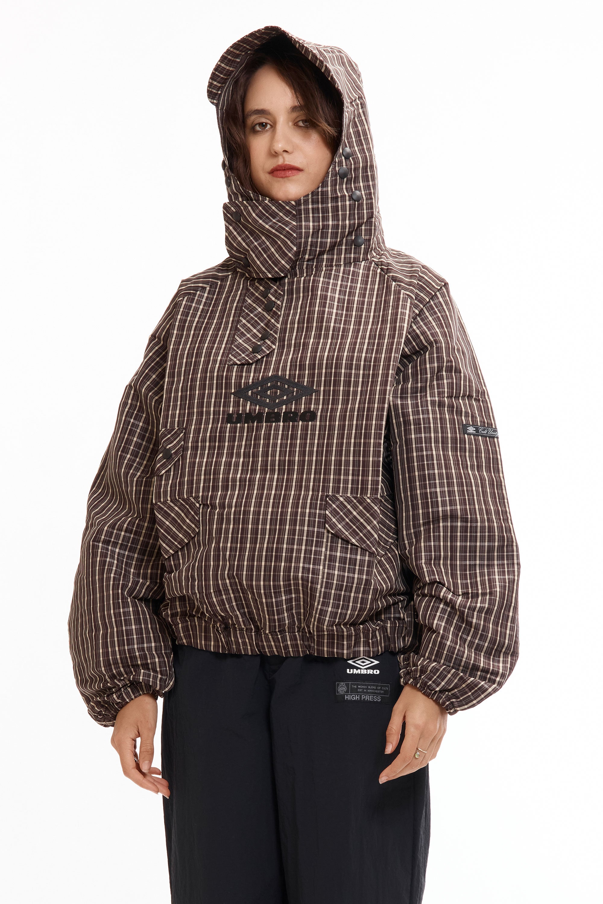 The Check Smock Anorak Beige Dark Brown available online with global shipping, and in PAM Stores Melbourne and Sydney.