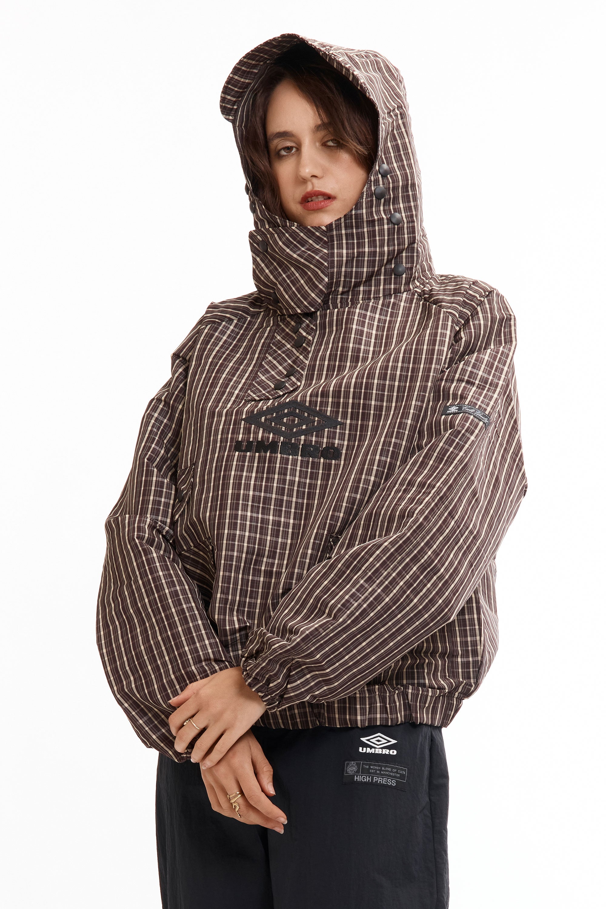 The Check Smock Anorak Beige Dark Brown available online with global shipping, and in PAM Stores Melbourne and Sydney.