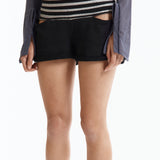 The CIRCUS SHORT STRIPE BLACK SILVER available online with global shipping, and in PAM Stores Melbourne and Sydney.