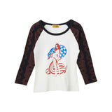 The COBRA 3/4 Sleeve Crop T-Shirt White available online with global shipping, and in PAM Stores Melbourne and Sydney.