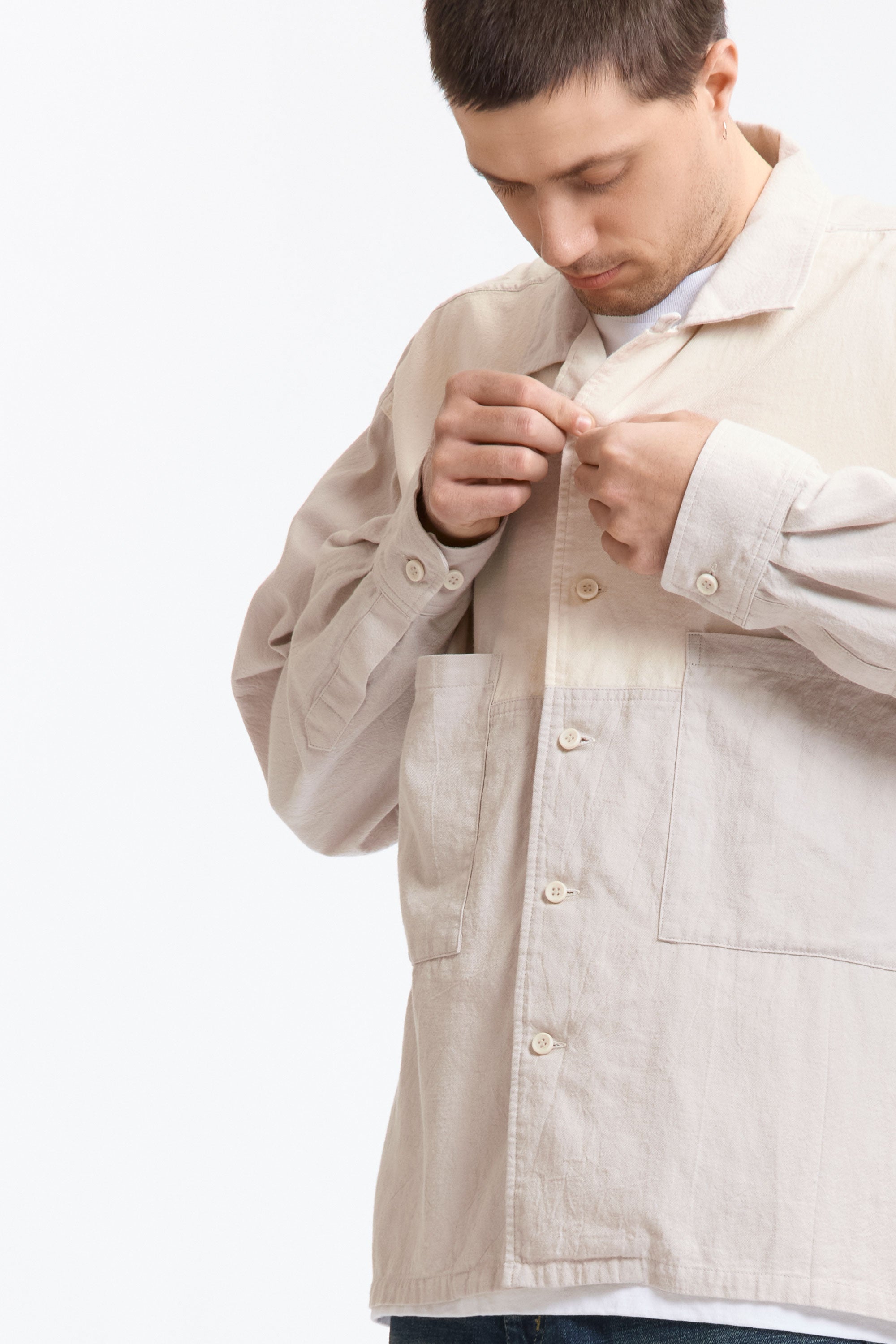 The COLOURED COTTON TWILL OPEN SHIRT GREY available online with global shipping, and in PAM Stores Melbourne and Sydney.