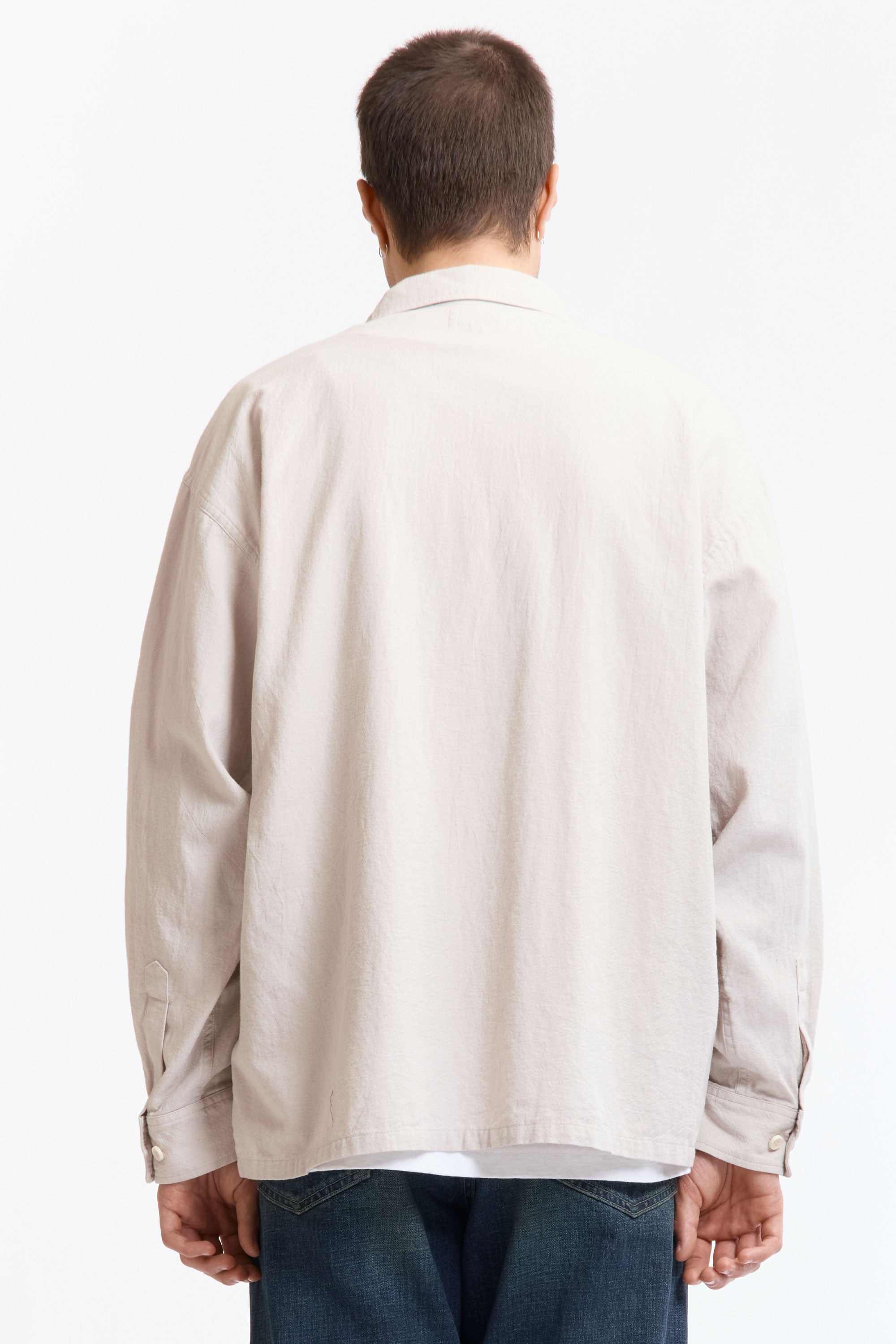 The COLOURED COTTON TWILL OPEN SHIRT GREY available online with global shipping, and in PAM Stores Melbourne and Sydney.