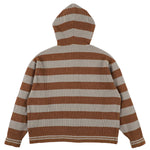 The CORDY KNIT ZIP HOODIE STRIPE GREY X BROWN available online with global shipping, and in PAM Stores Melbourne and Sydney.