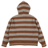 The CORDY KNIT ZIP HOODIE STRIPE GREY X BROWN available online with global shipping, and in PAM Stores Melbourne and Sydney.