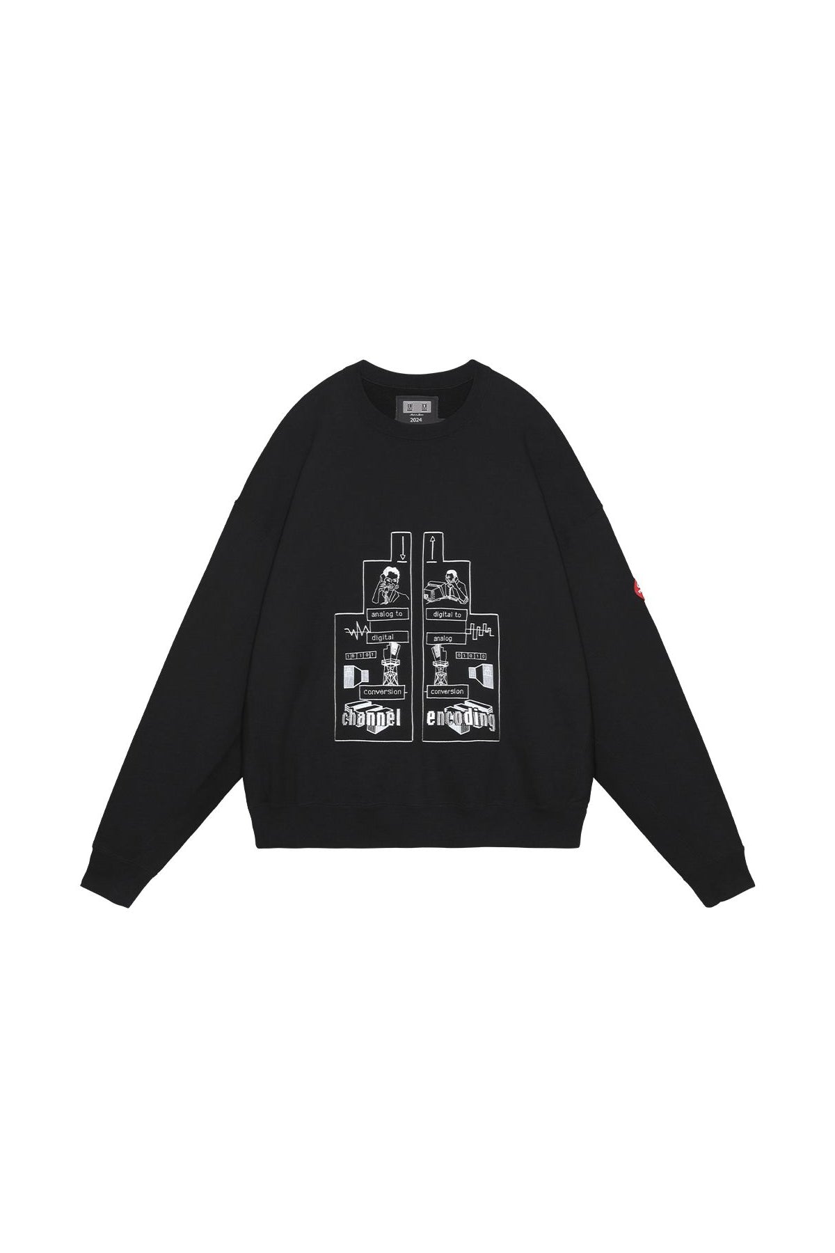 The CHANNEL ENCODING CREW NECK available online with global shipping, and in PAM Stores Melbourne and Sydney.