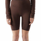 The Circular Biker Shorts Dark Brown available online with global shipping, and in PAM Stores Melbourne and Sydney.