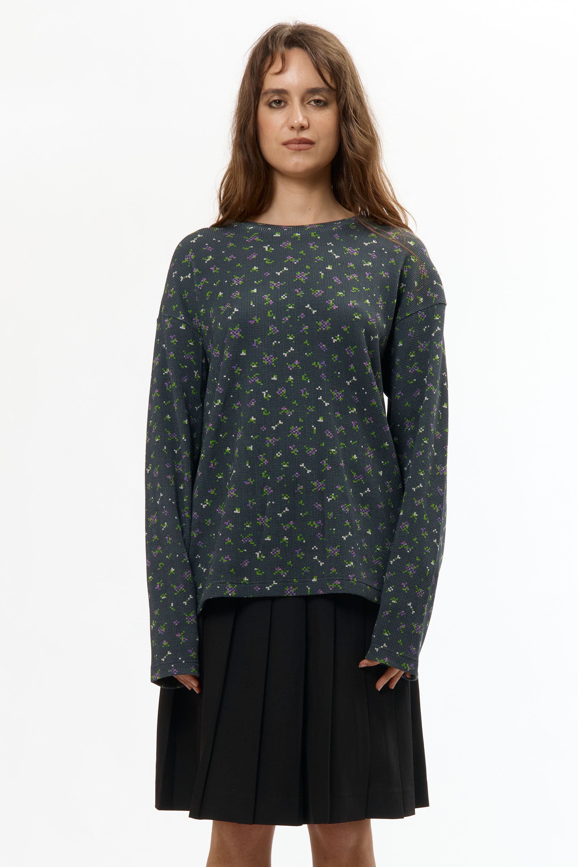 The FLOWER L/S WAFFLE THERMAL BLACK available online with global shipping, and in PAM Stores Melbourne and Sydney.