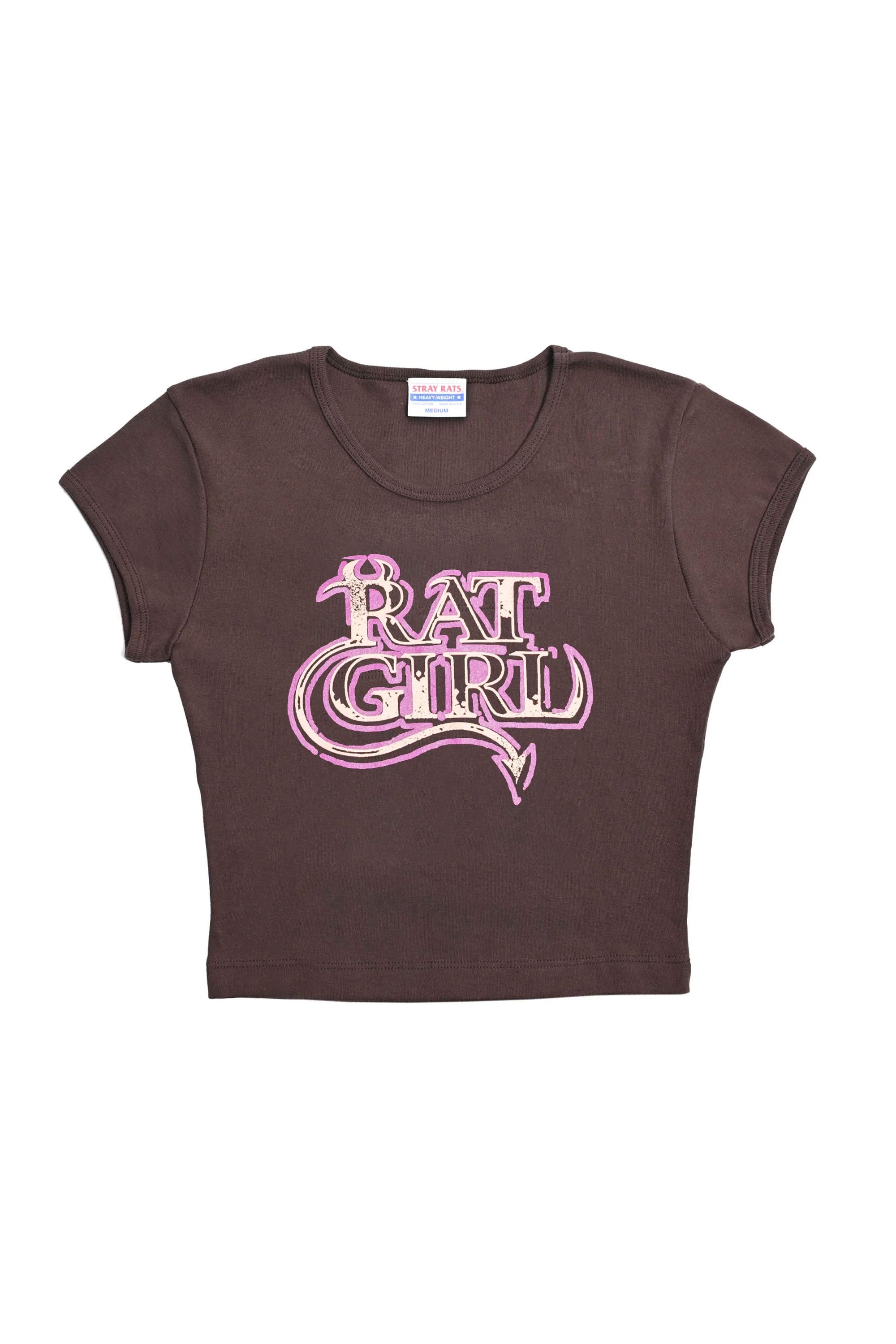 The STRAY RATS - EVIL DOLL BABY TEE BROWN available online with global shipping, and in PAM Stores Melbourne and Sydney.