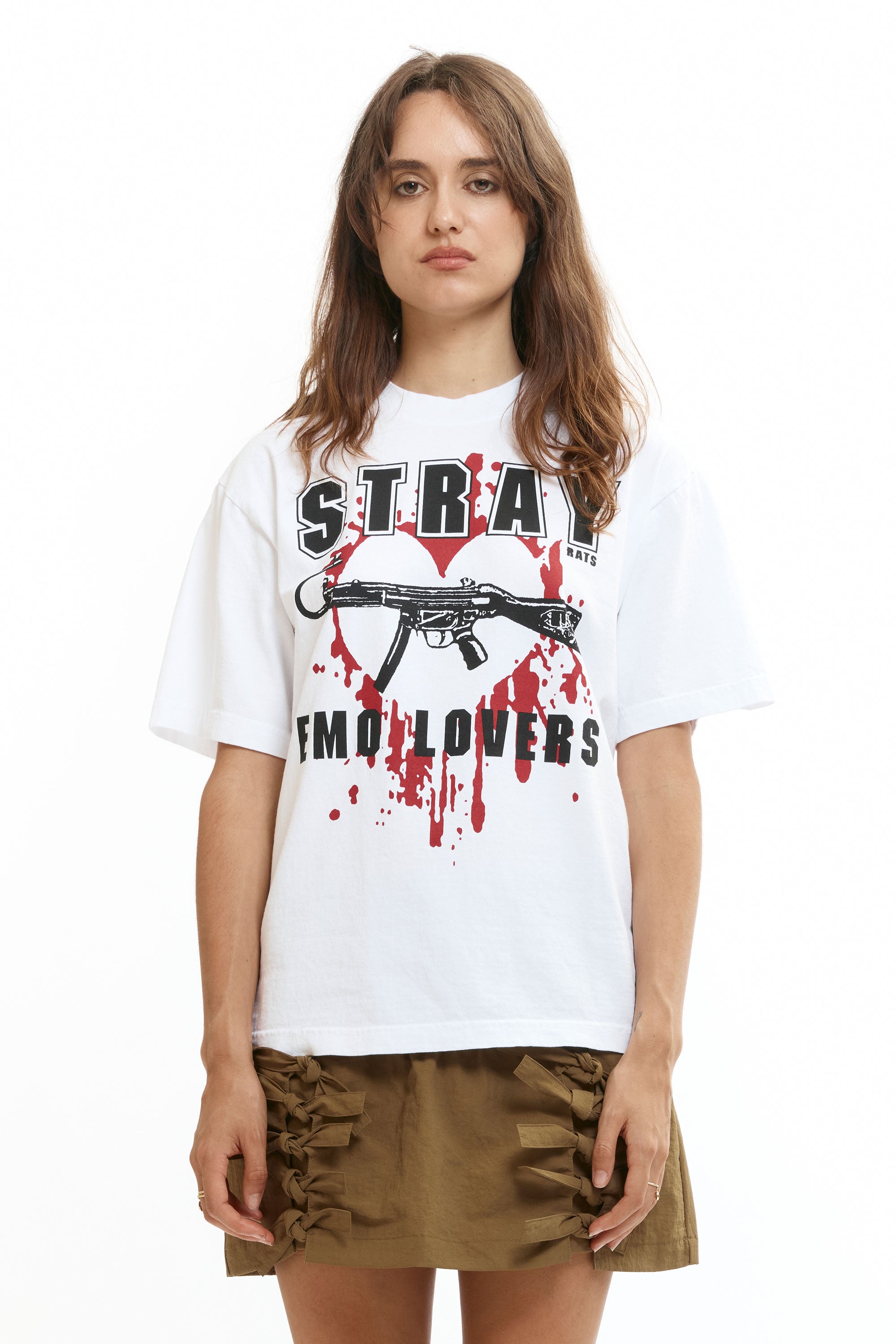 The Emo Lovers Tee White available online with global shipping, and in PAM Stores Melbourne and Sydney.