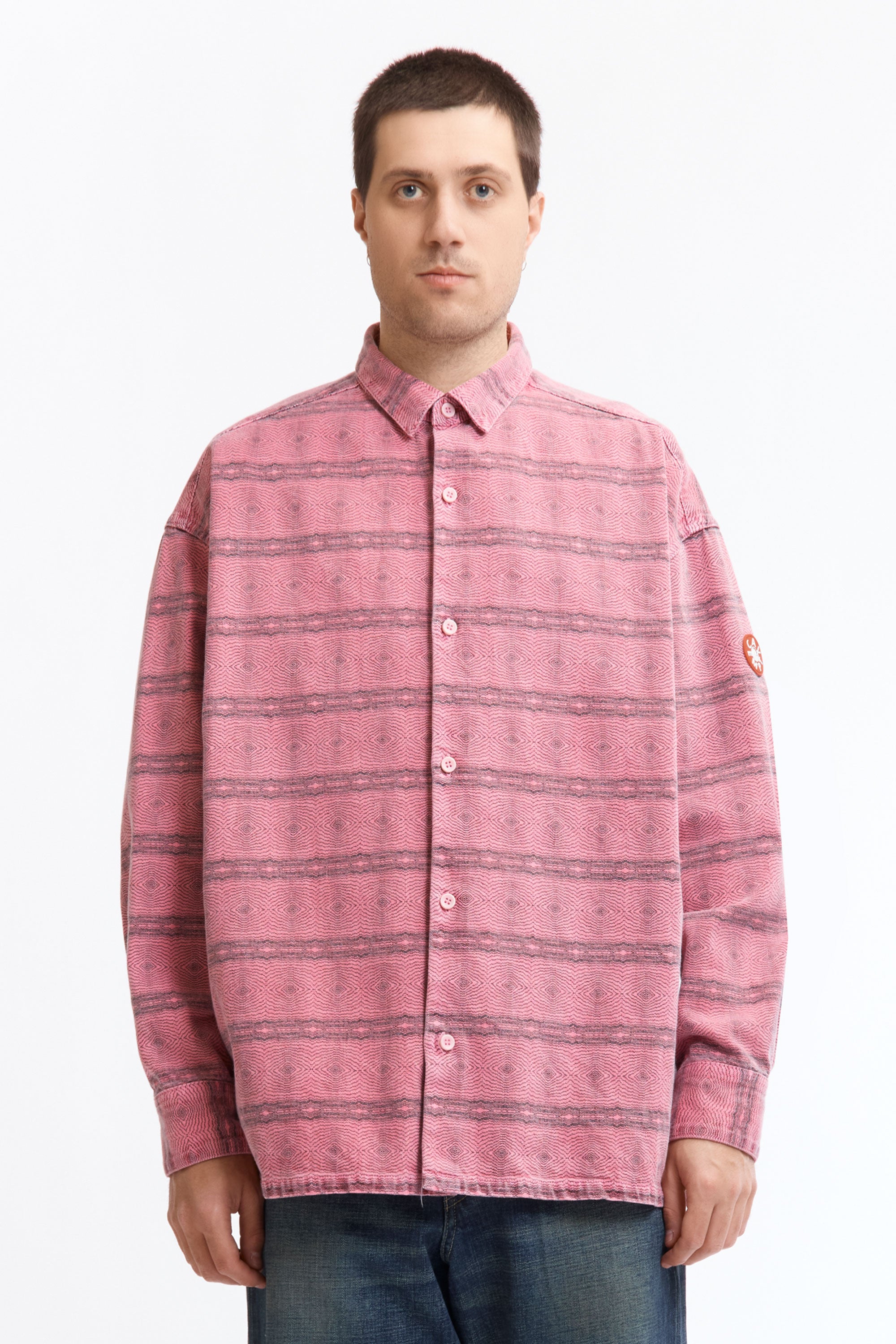 The OVERDYE FK PATTERN SHIRT PINK available online with global shipping, and in PAM Stores Melbourne and Sydney.