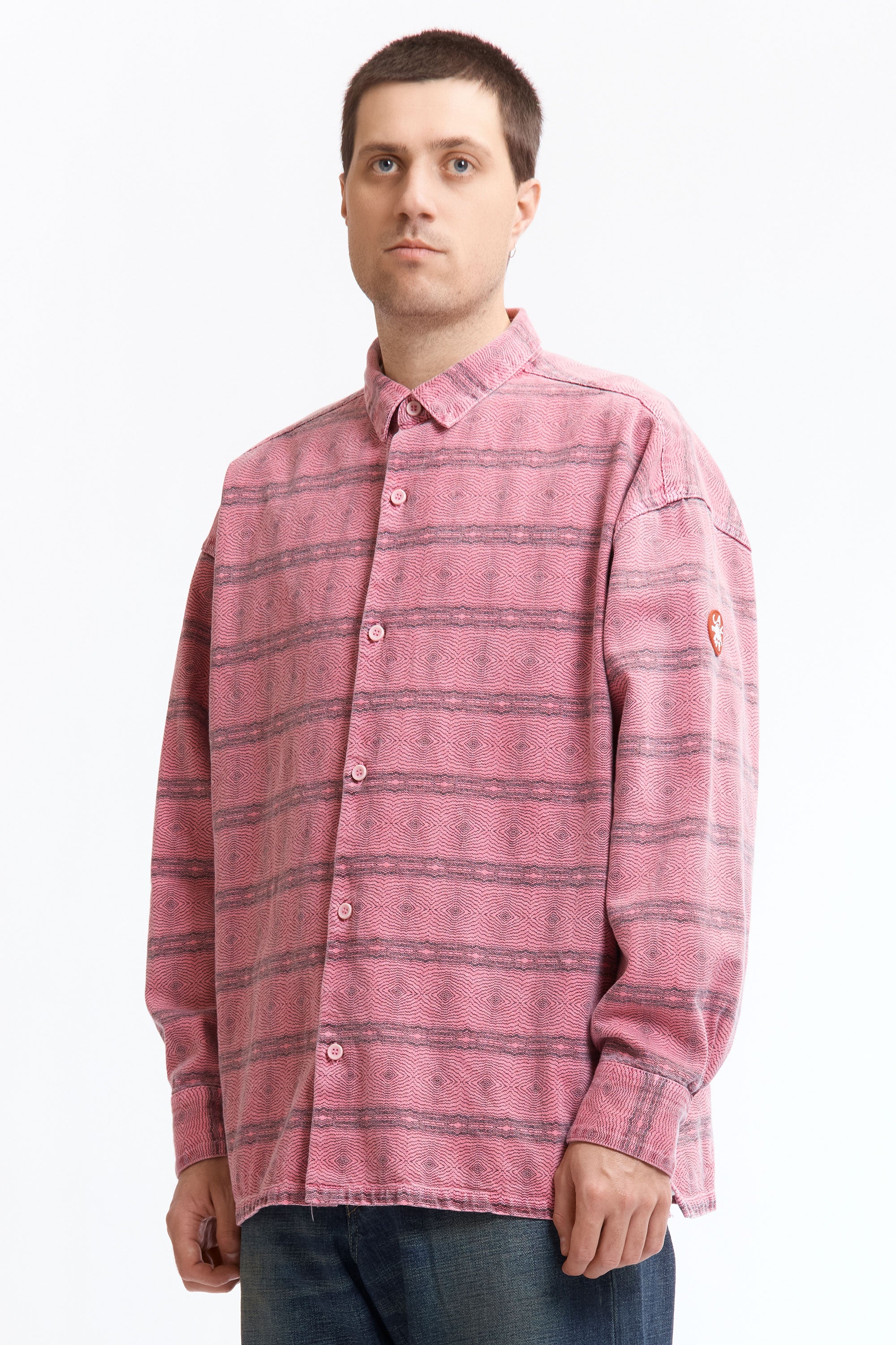 The OVERDYE FK PATTERN SHIRT PINK available online with global shipping, and in PAM Stores Melbourne and Sydney.