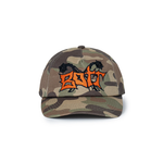 The Flail 5-Panel Cap Camo available online with global shipping, and in PAM Stores Melbourne and Sydney.