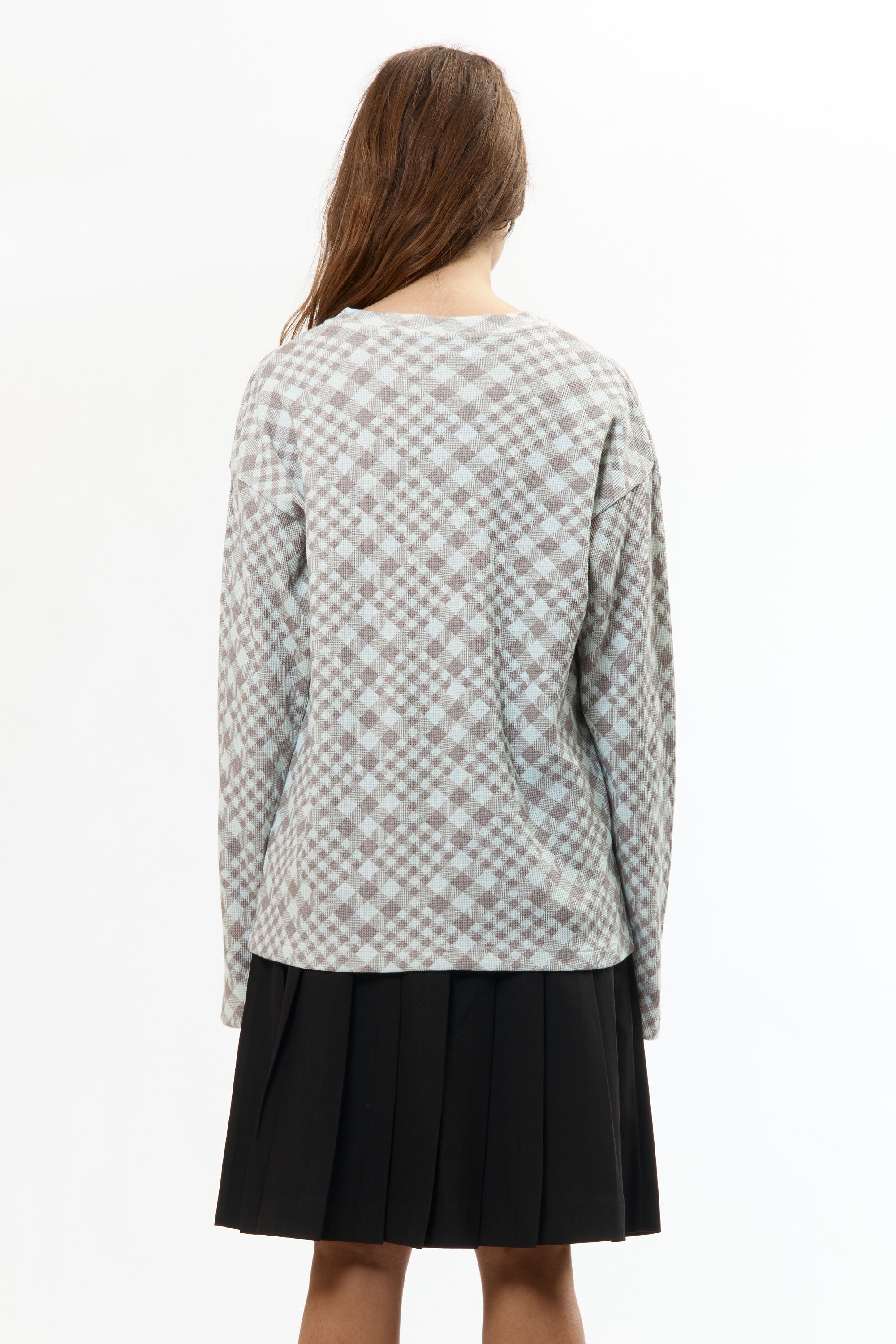 The GINGHAM L/S WAFFLE THERMAL SKY GREY available online with global shipping, and in PAM Stores Melbourne and Sydney.