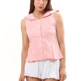 The CAROLINE TOP PINK WHITE GINGHAM available online with global shipping, and in PAM Stores Melbourne and Sydney.
