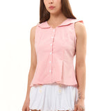 The CAROLINE TOP PINK WHITE GINGHAM available online with global shipping, and in PAM Stores Melbourne and Sydney.