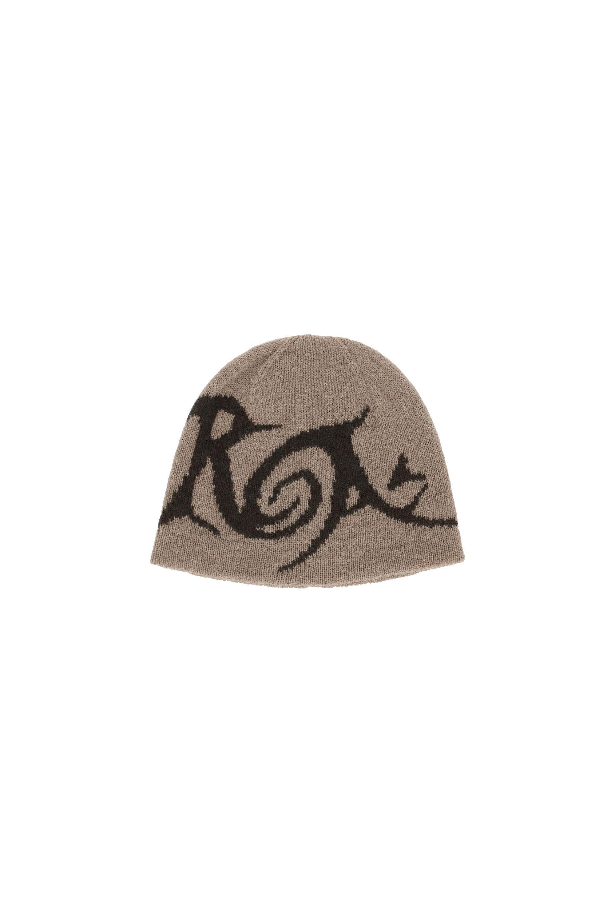 The ROA - GRAPHIC BEANIE TAUPE BROWN  available online with global shipping, and in PAM Stores Melbourne and Sydney.