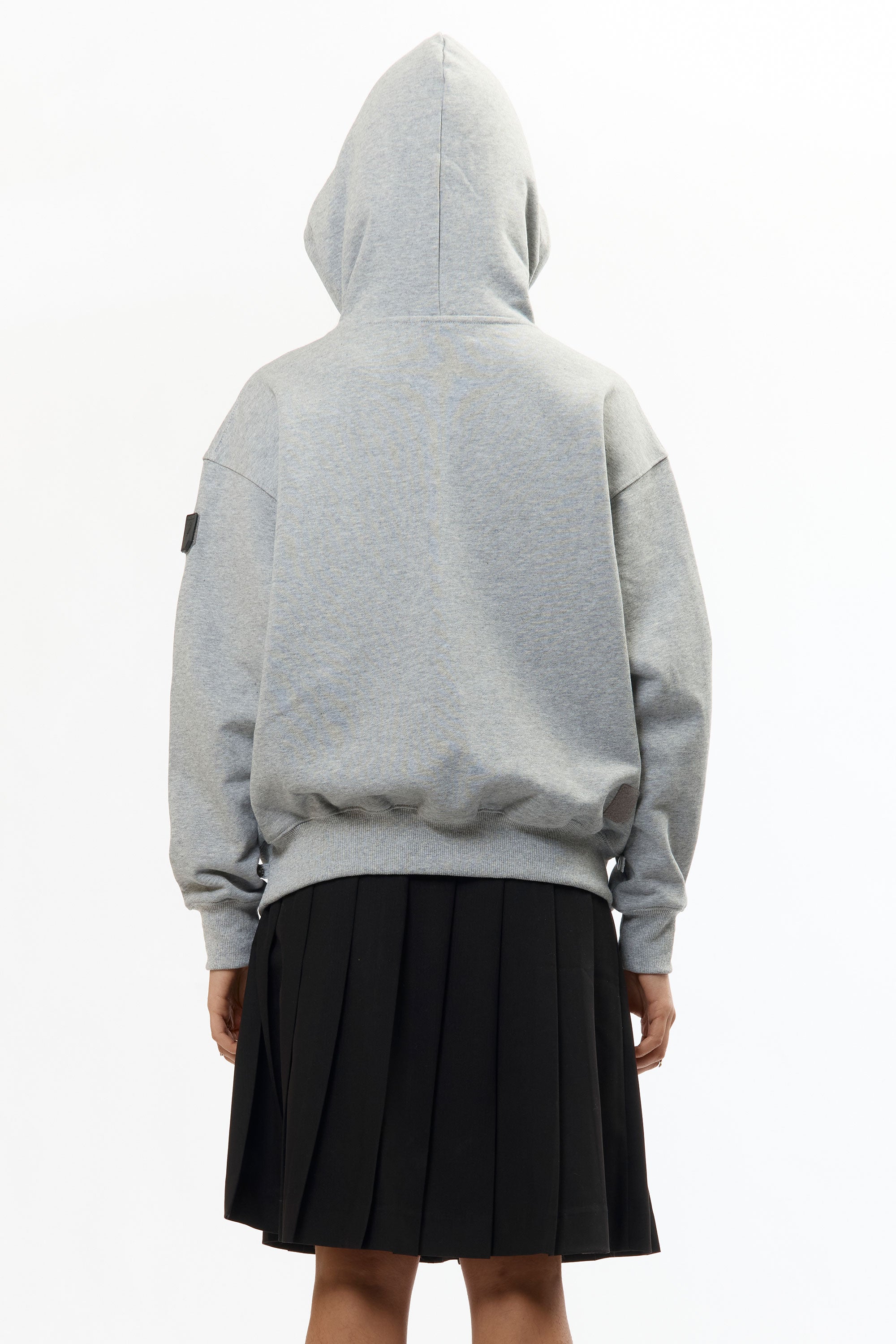 The VISOR BUTTON HOODIE HEATHER GREY available online with global shipping, and in PAM Stores Melbourne and Sydney.