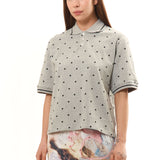 The GREY POLKA DOT POLO SHIRT available online with global shipping, and in PAM Stores Melbourne and Sydney.