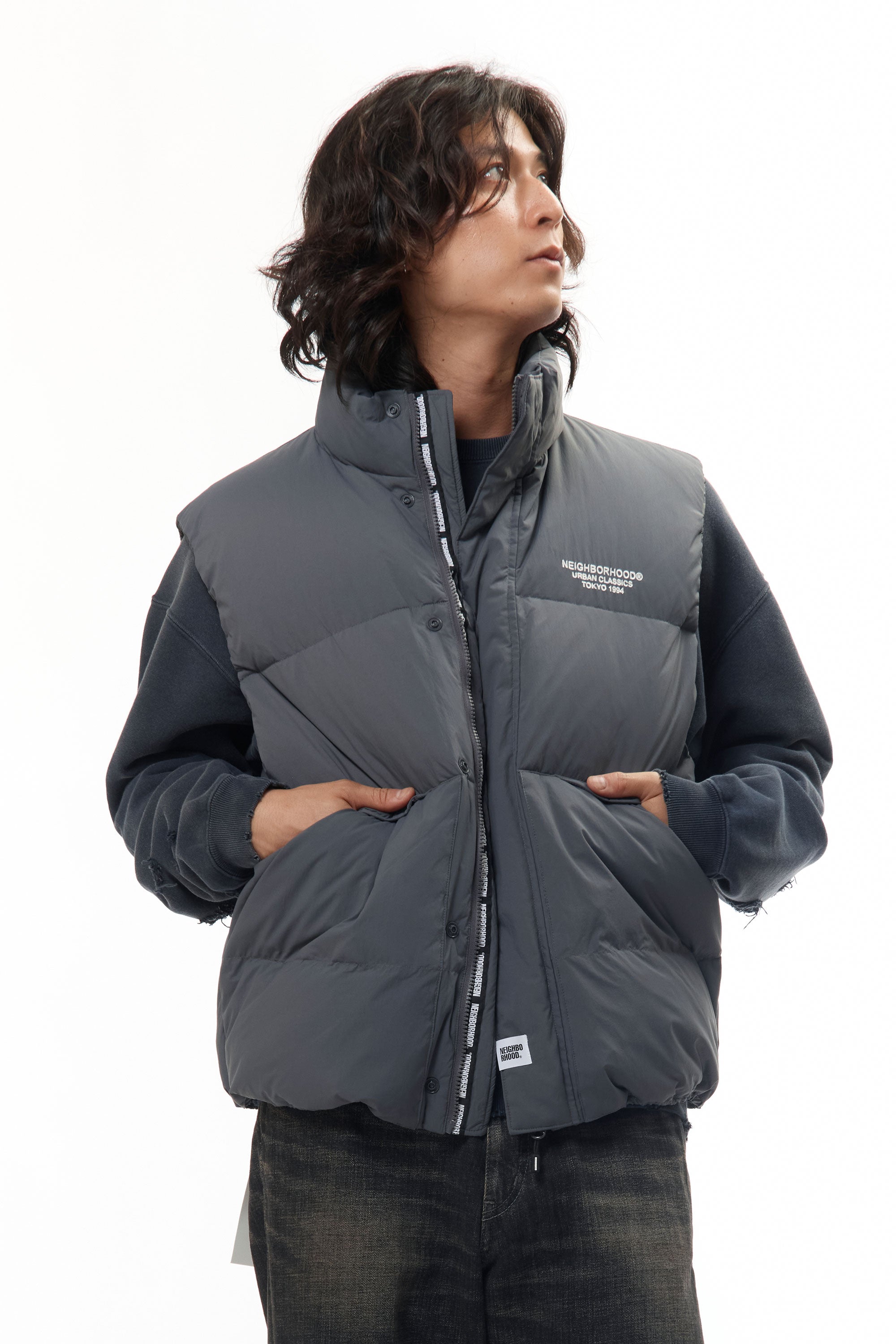 The CLASSIC DOWN VEST GREY available online with global shipping, and in PAM Stores Melbourne and Sydney.