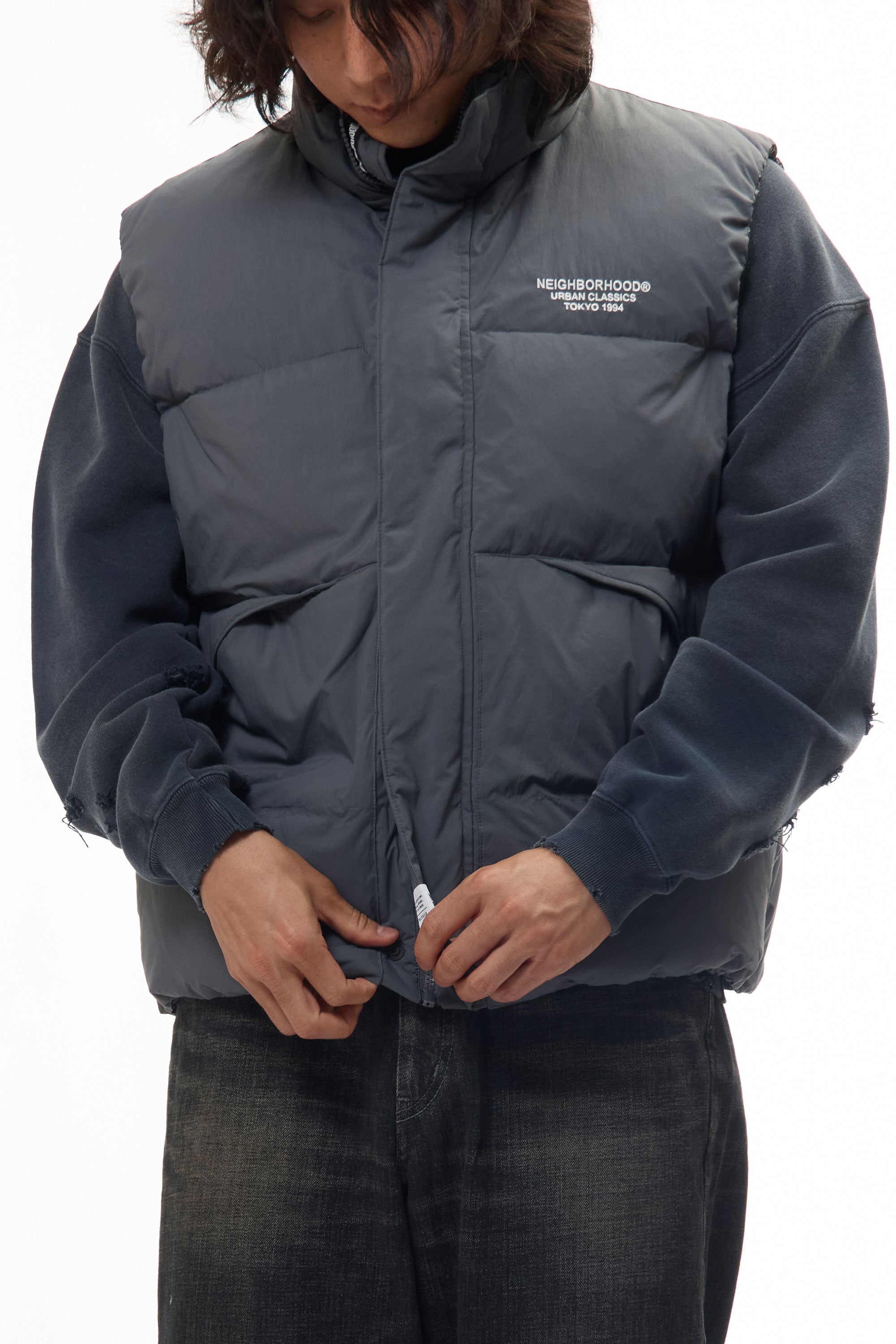 The CLASSIC DOWN VEST GREY available online with global shipping, and in PAM Stores Melbourne and Sydney.