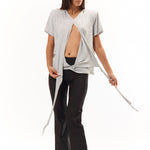 The Scrunch Tie T-Shirt Grey Marle available online with global shipping, and in PAM Stores Melbourne and Sydney.