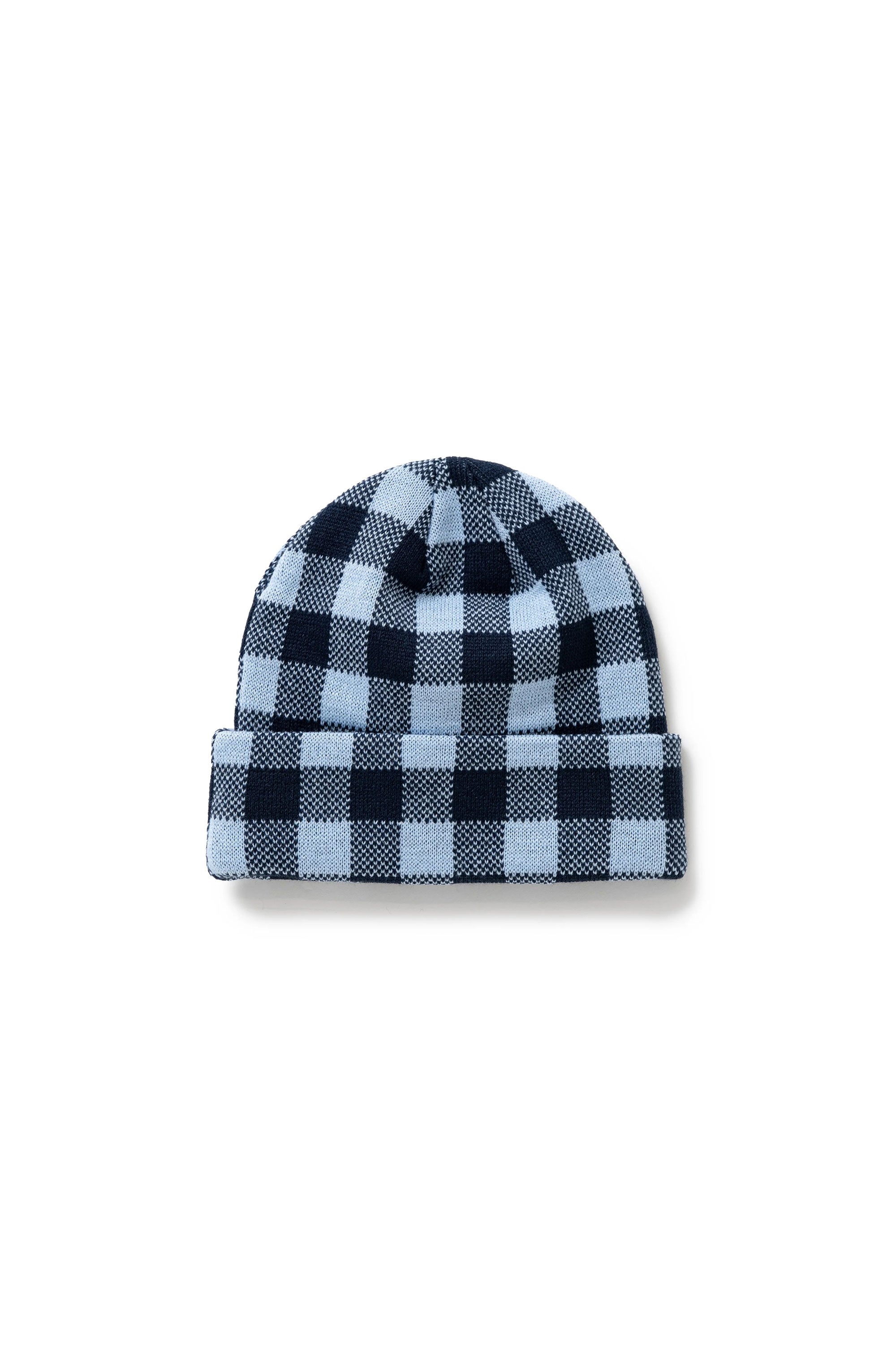The Gingham Check Beanie Light Blue available online with global shipping, and in PAM Stores Melbourne and Sydney.